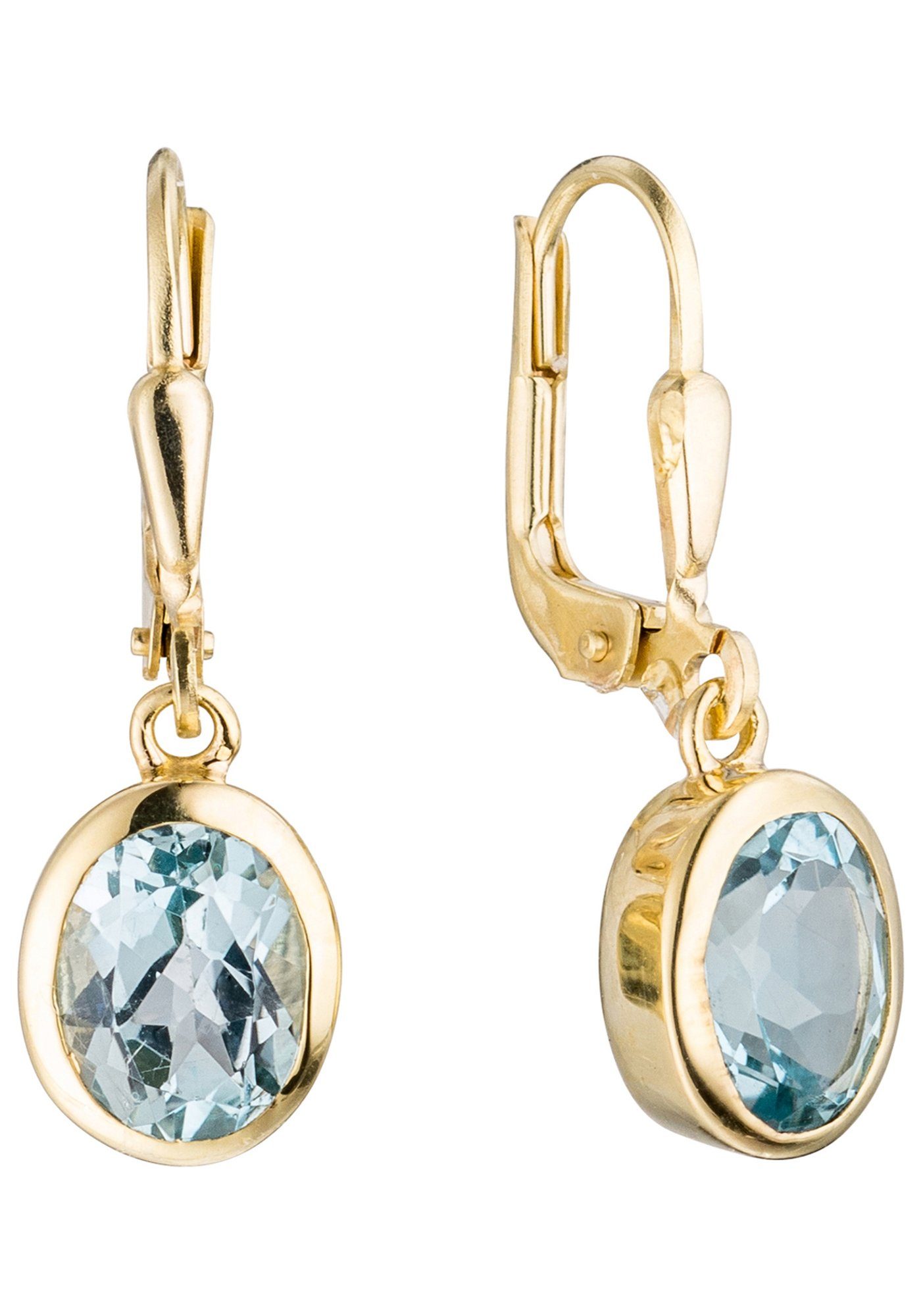 JOBO Paar Ohrhänger, oval 333 Gold mit Blautopas günstig online kaufen