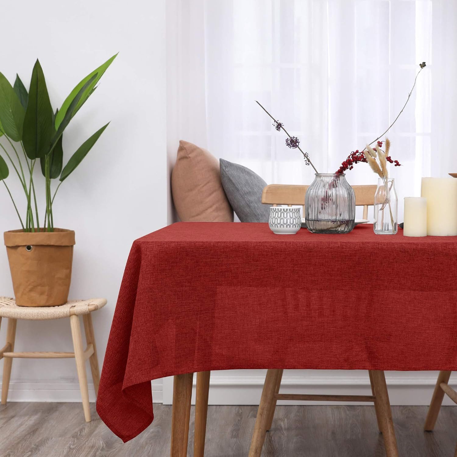 Deconovo Tischdecke Leinenoptik Tischwäsche Wasserabweisend Tischtuch günstig online kaufen