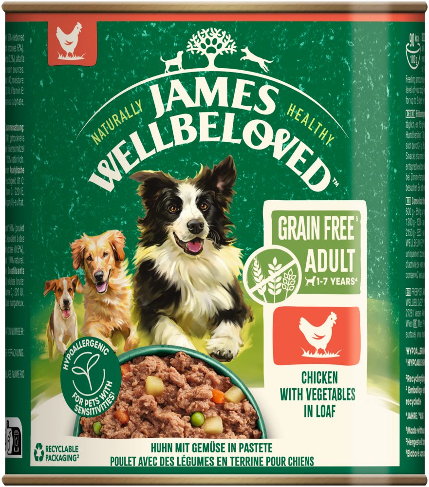 James Wellbeloved JAMES WELLBELOVED™ Hund Dose Getreidefrei Huhn Pastete 800g, Nassfutter für: Hunde