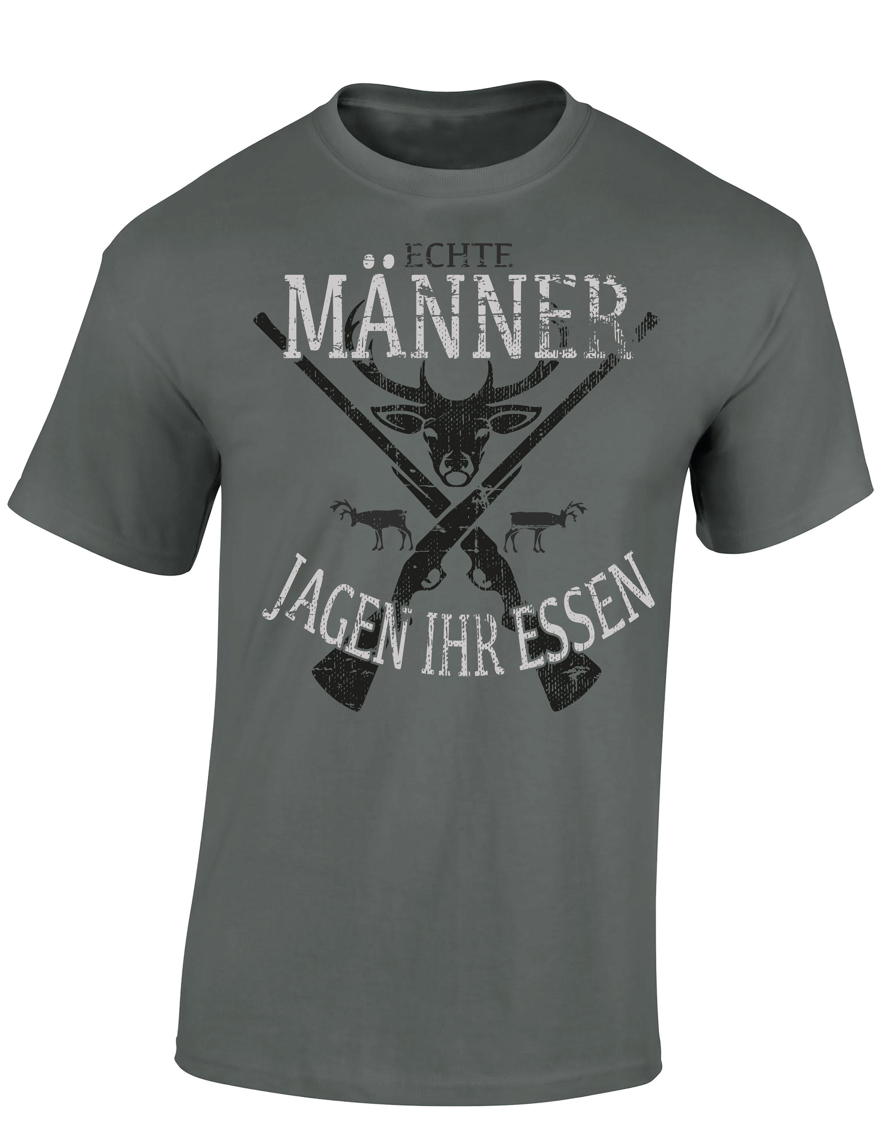 Baddery Print-Shirt Jäger T-Shirt: "Echte Männer günstig online kaufen