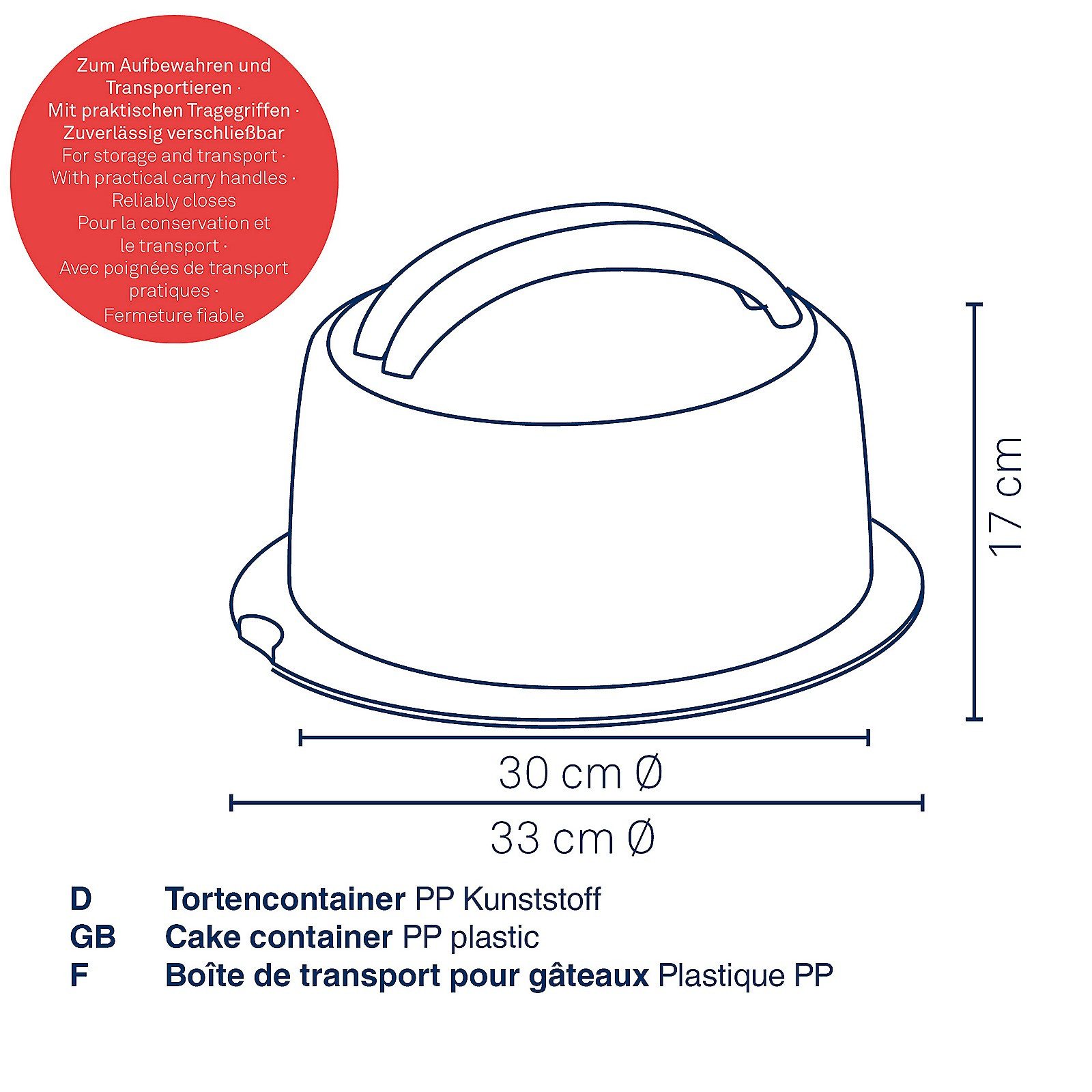 kela Kuchentransportbox Deli, PP-Kunststoff, Tragegriffe, temperaturbeständig von -40°C bis 100°C, Tortencontainer – Bild 2 von 5