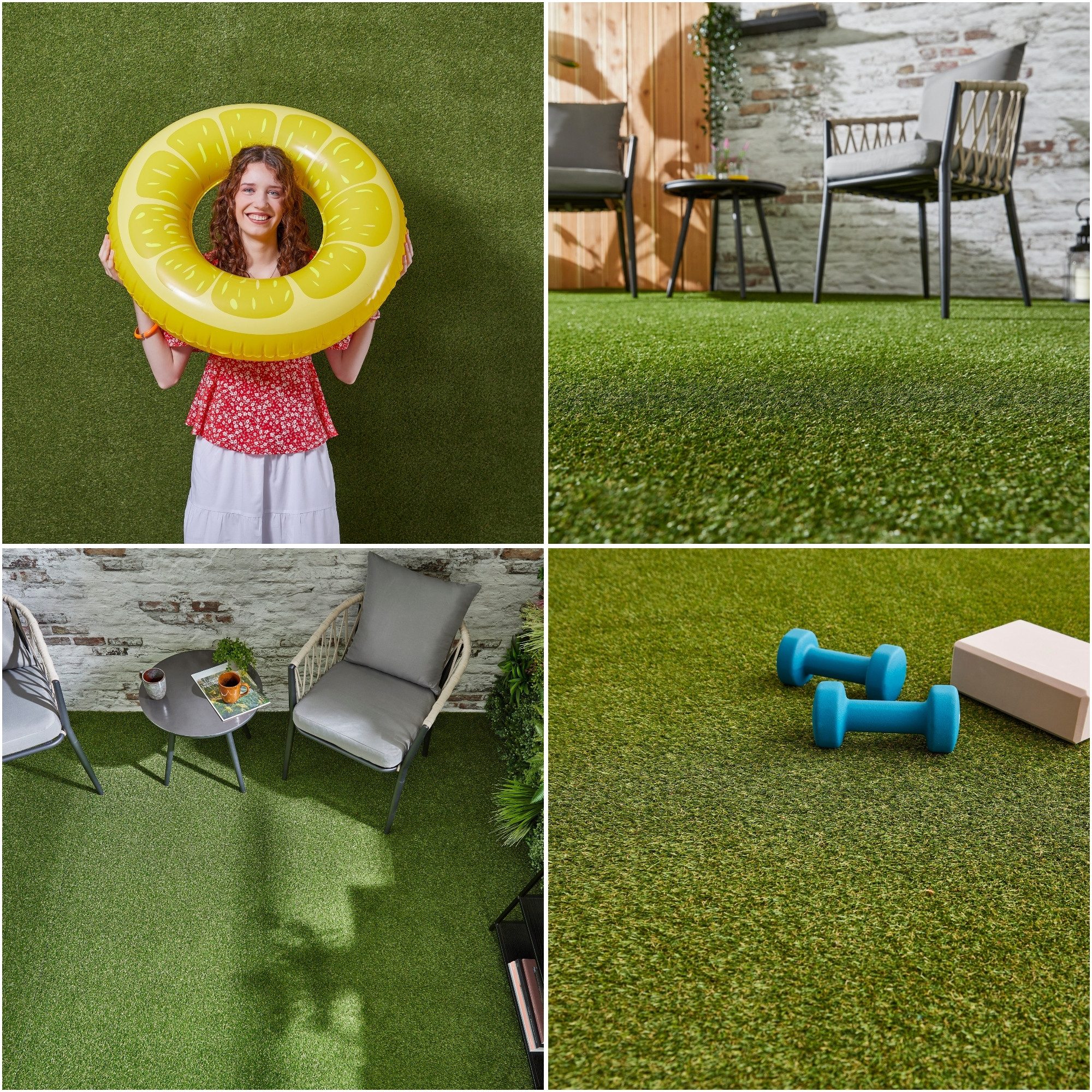 Andiamo Kunstrasen Rasenteppich Jever, Gesamthöhe 22 mm, rechteckig, natürliche Optik, mit Drainagefunktion, für Balkon, Terrasse & Garten