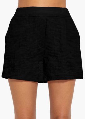 SASSYCLASSY Shorts Musselin Sommershorts miot breitem Bund Baumwoll Shorts mit elastischem Bund und locker geschnittenem Bein