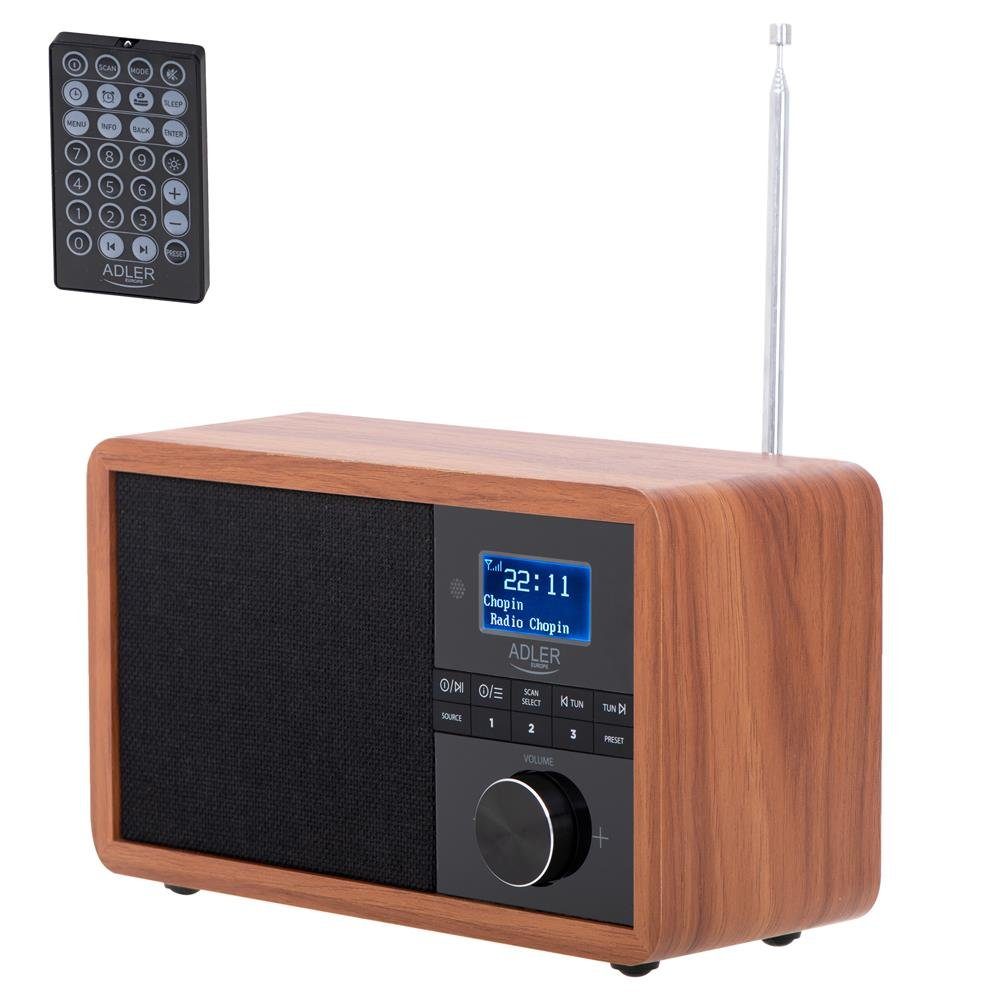Adler AD 1184 Digitalradio (DAB) (Bluetooth 5.0, FM/UKW, Holzgehäuse, Wecker, Uhr, mit Fernbedienung)