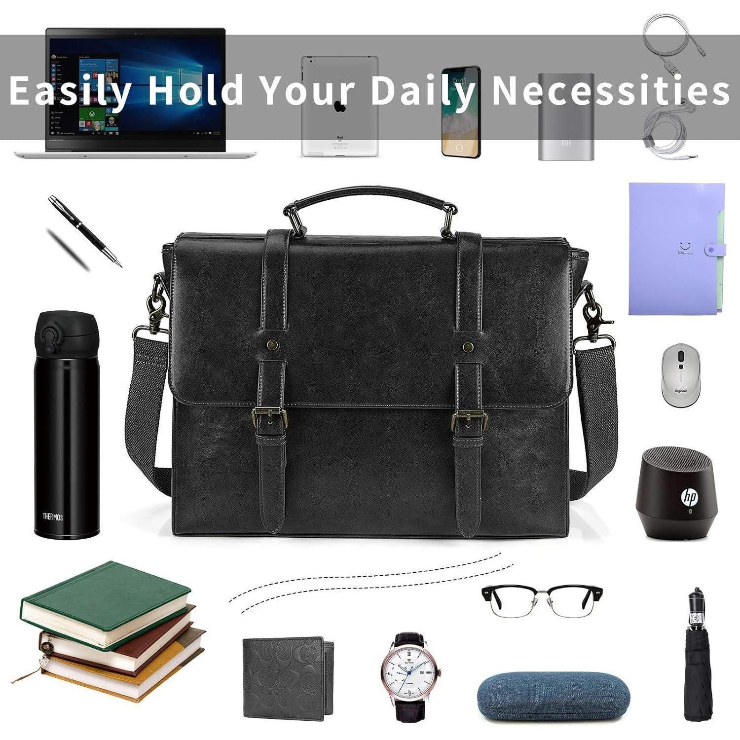 LuxusKollektion Laptoptasche Umhängetasche Herren 15.6 Zoll Laptoptasche Vintage Ledertasche