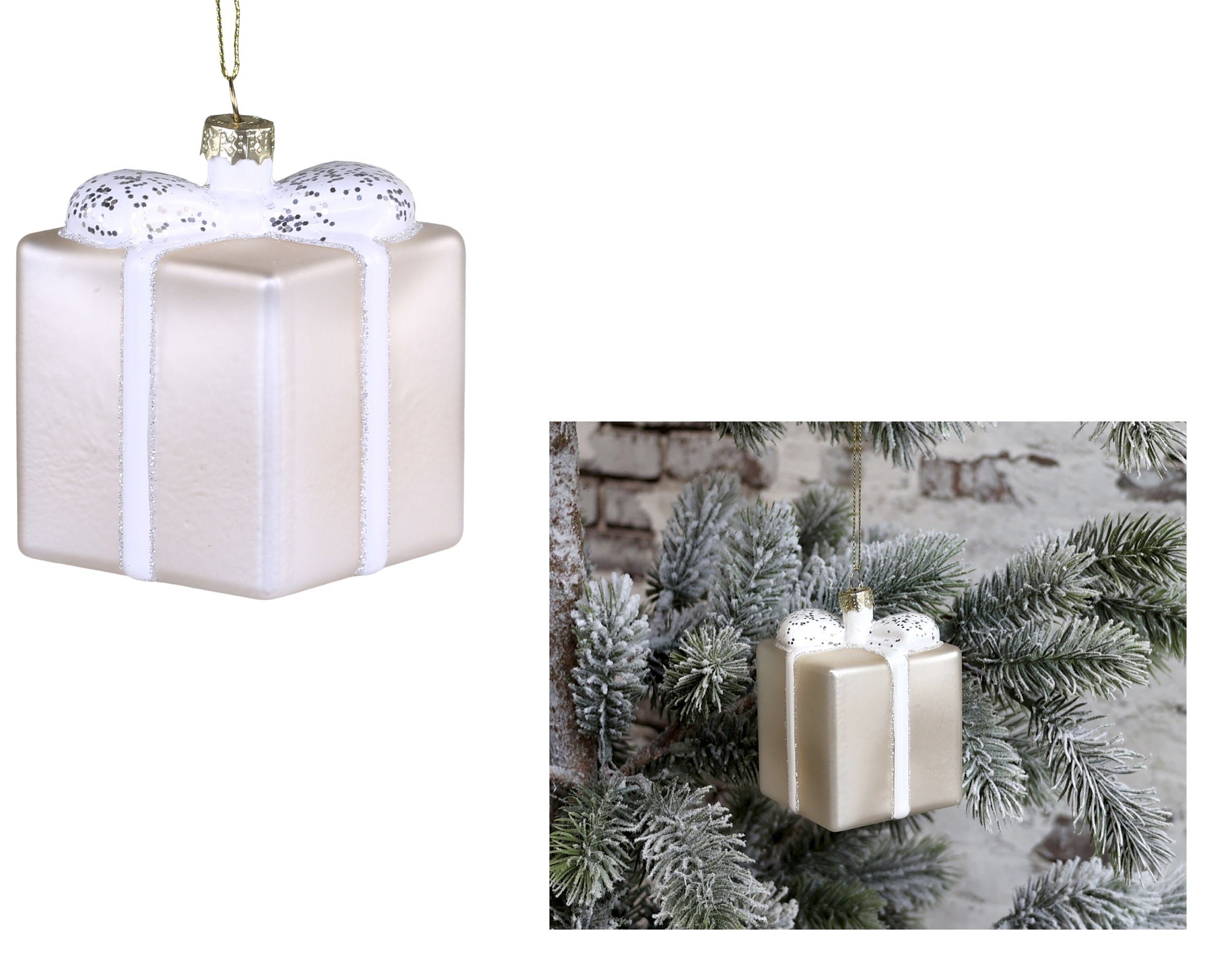Chic Antique Christbaumschmuck Weihnachtsschmuck Weihnachtskugel Geschenk m. Glitzer 8cm Chic