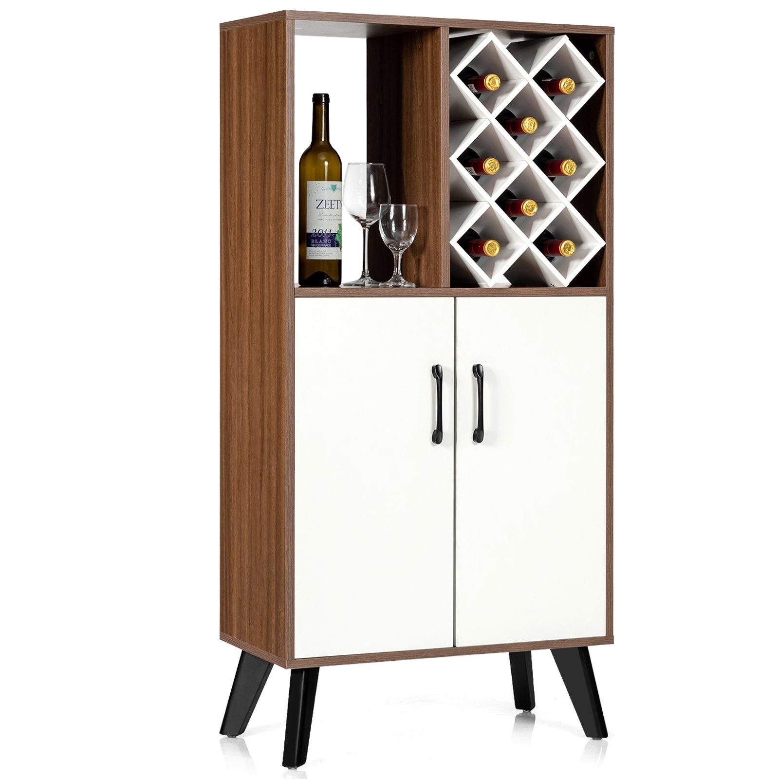 COSTWAY Weinschrank »Weinregal Sideboard Beistellschrank« mit 8  Weinfächern, mit offenem Regal & Türen online kaufen | OTTO