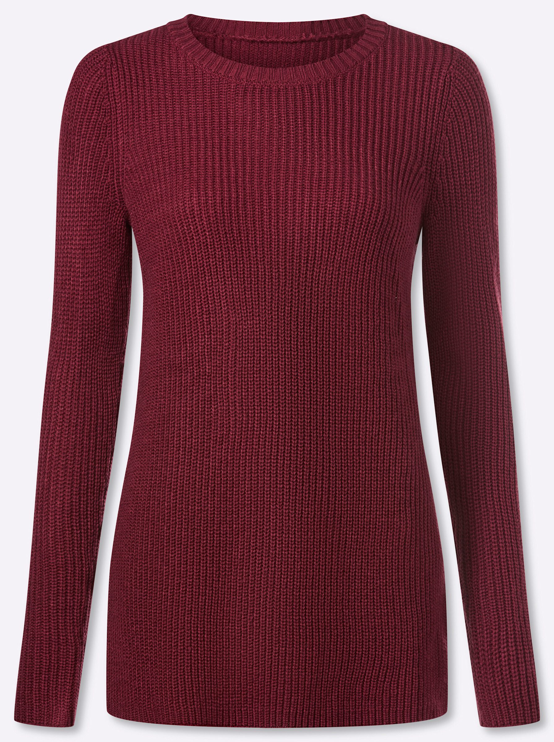 Strickpullover Longpullover Langarm Perlfang
