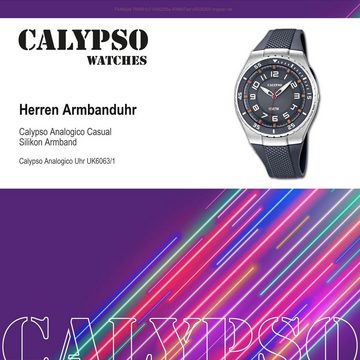 CALYPSO WATCHES Quarzuhr Calypso Herren Uhr K6063/1 Casual Silikon, (Analoguhr), Herren Armbanduhr rund, Silikonarmband grau, Casual