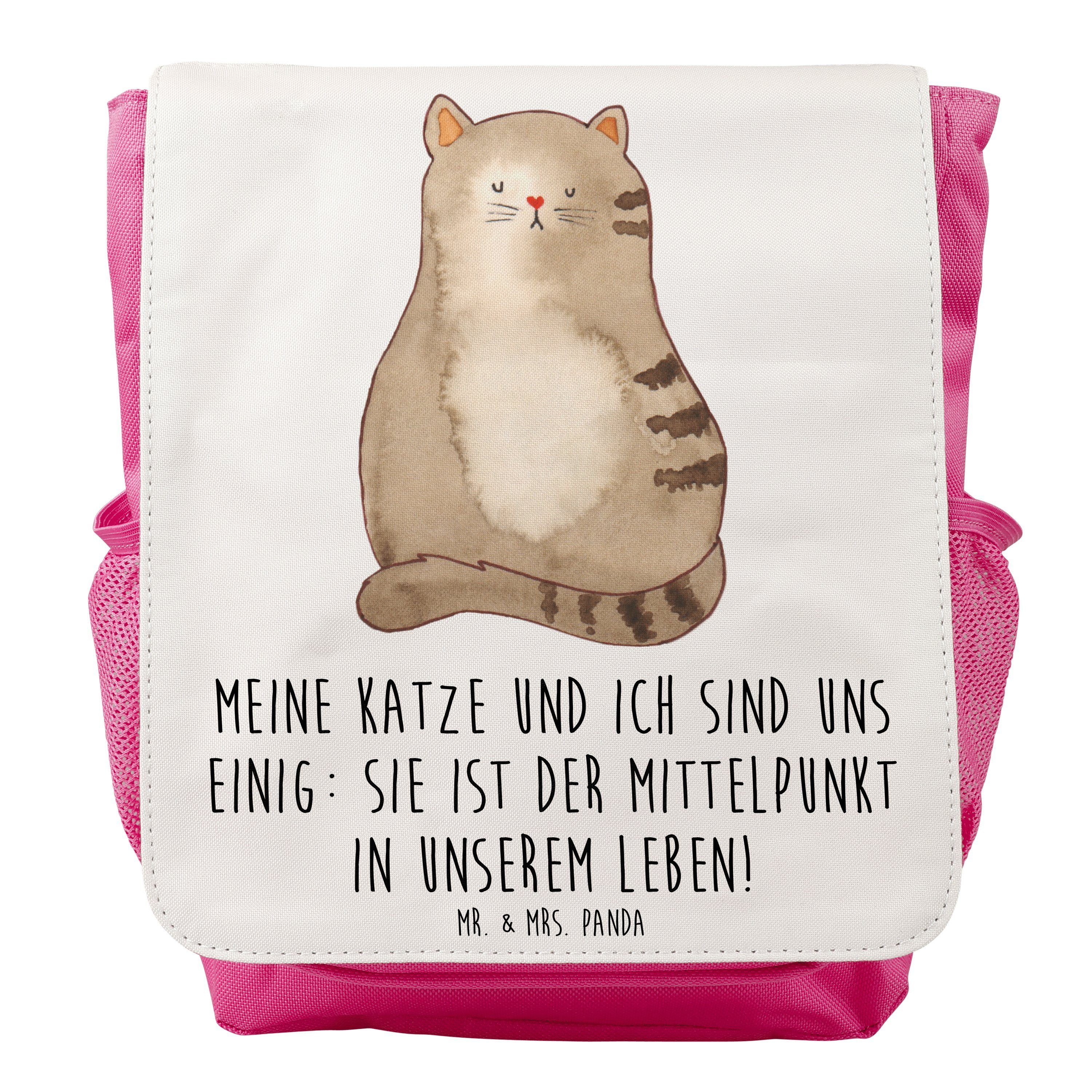 Mr. & Mrs. Panda Kinderrucksack Mädchen Katze sitzend - Weiß - Geschenk, gestreift, Kleiner Rucksack