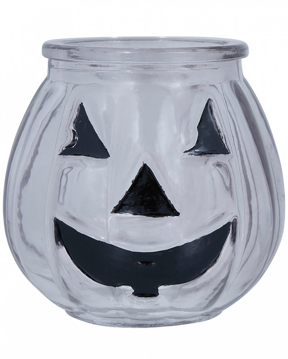 Horror-Shop Dekofigur Halloween Kürbis Glas Kerzenhalter