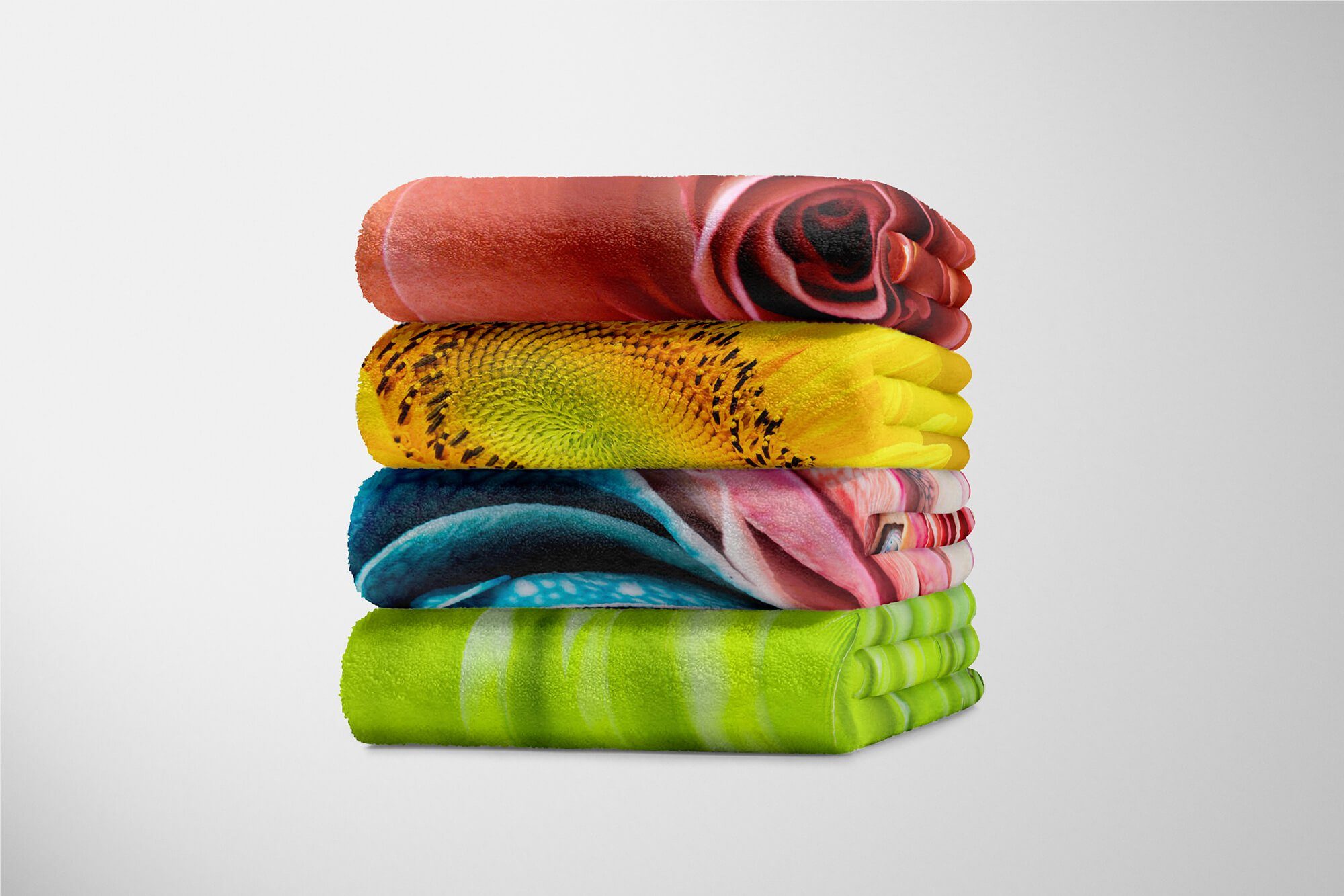 Baumwolle-Polyester-Mix Handtuch Sinus Saunatuch Art Strandhandtuch Blüte Kuscheldecke Handtuch Bunte Farben, Fotomotiv (1-St), mit Handtücher