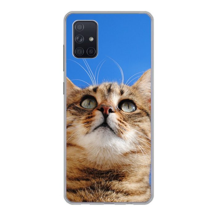 MuchoWow Handyhülle Katze - Braun - Luft - Mädchen - Jungen - Kinder Phone Case Handyhülle Samsung Galaxy A71 Silikon Schutzhülle