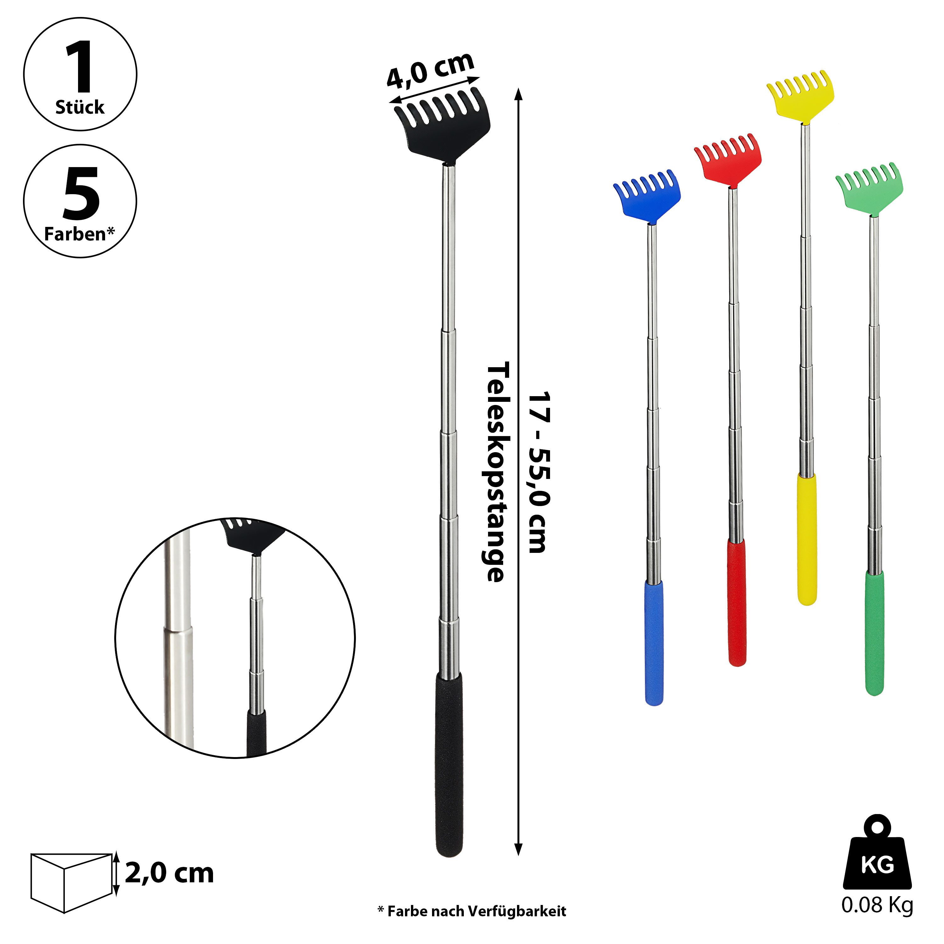 CEPEWA Massagebürste Rückenkratzer Teleskop Edelstahl PVC 4x18x2cm 17bis55cm ausziehbar