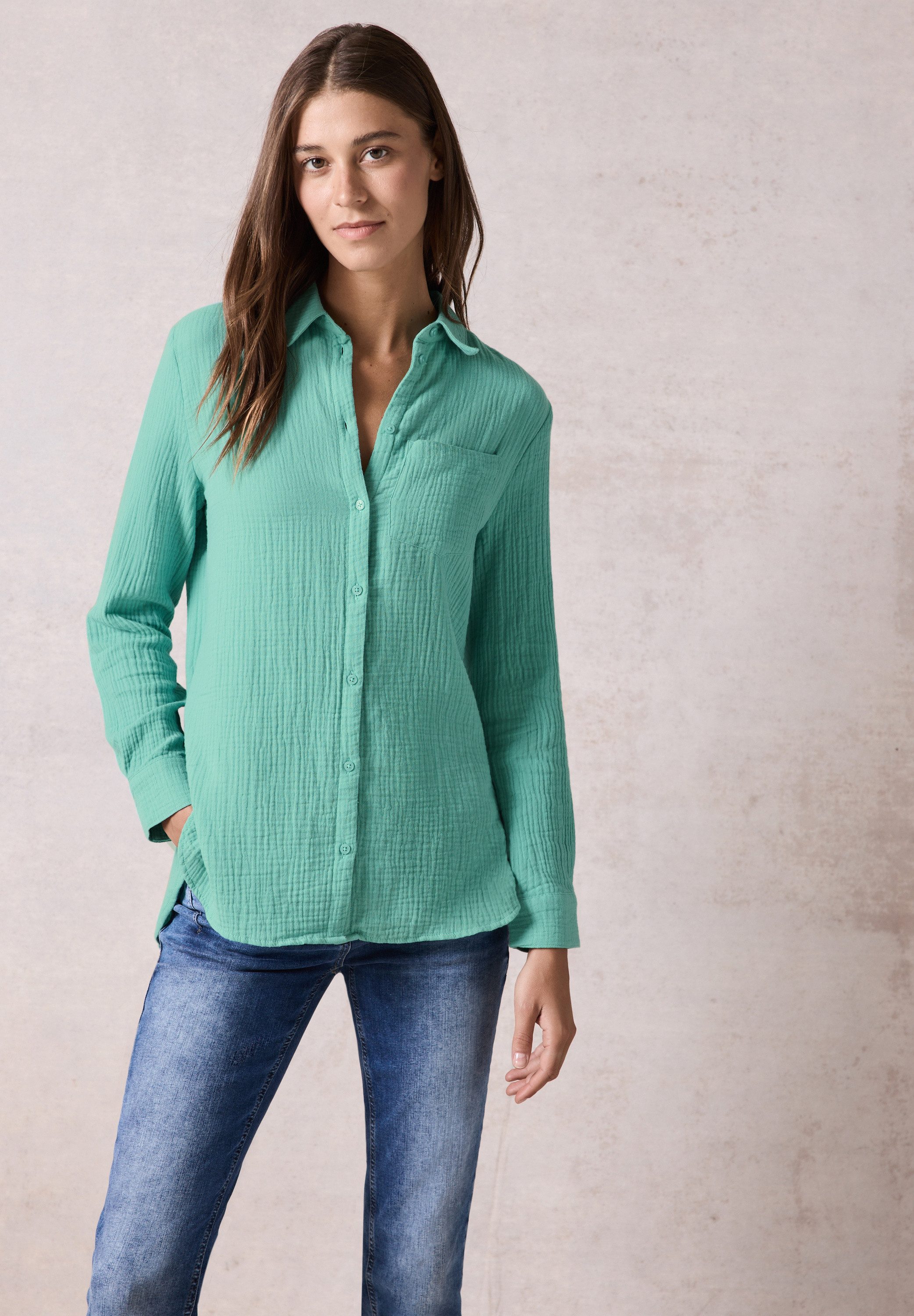 Musselin Bluse Damen Groe Groen