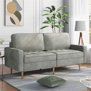 Yaheetech Sofa, 2-Sitzer Samt-Sofa Modernes Polstersofa Schlafcouch 173,5×76×84 cm