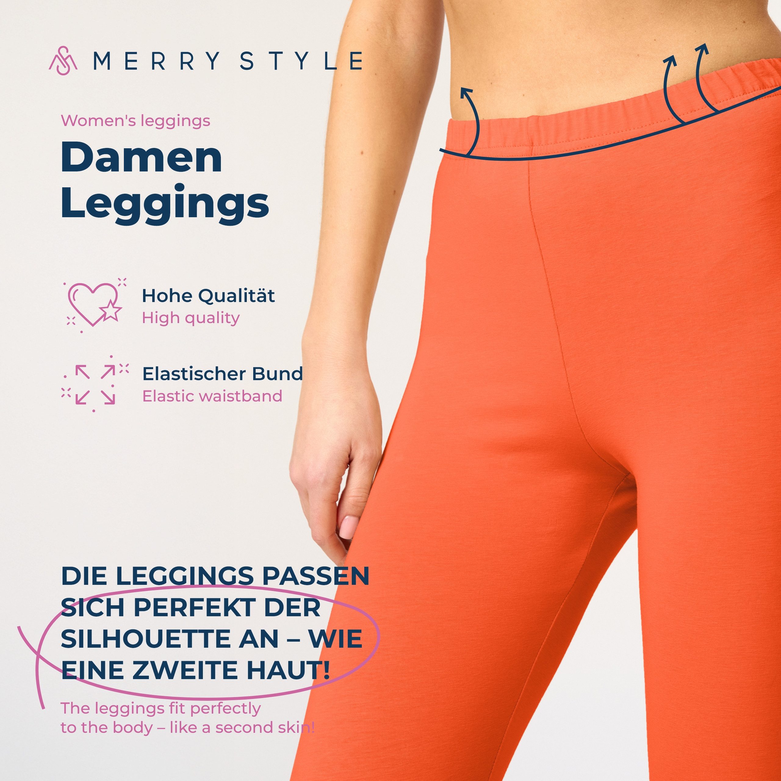 Merry Style Leggings Caprihose Damen 3/4 Hose MS10-199 (1-tlg) aus Baumwolle