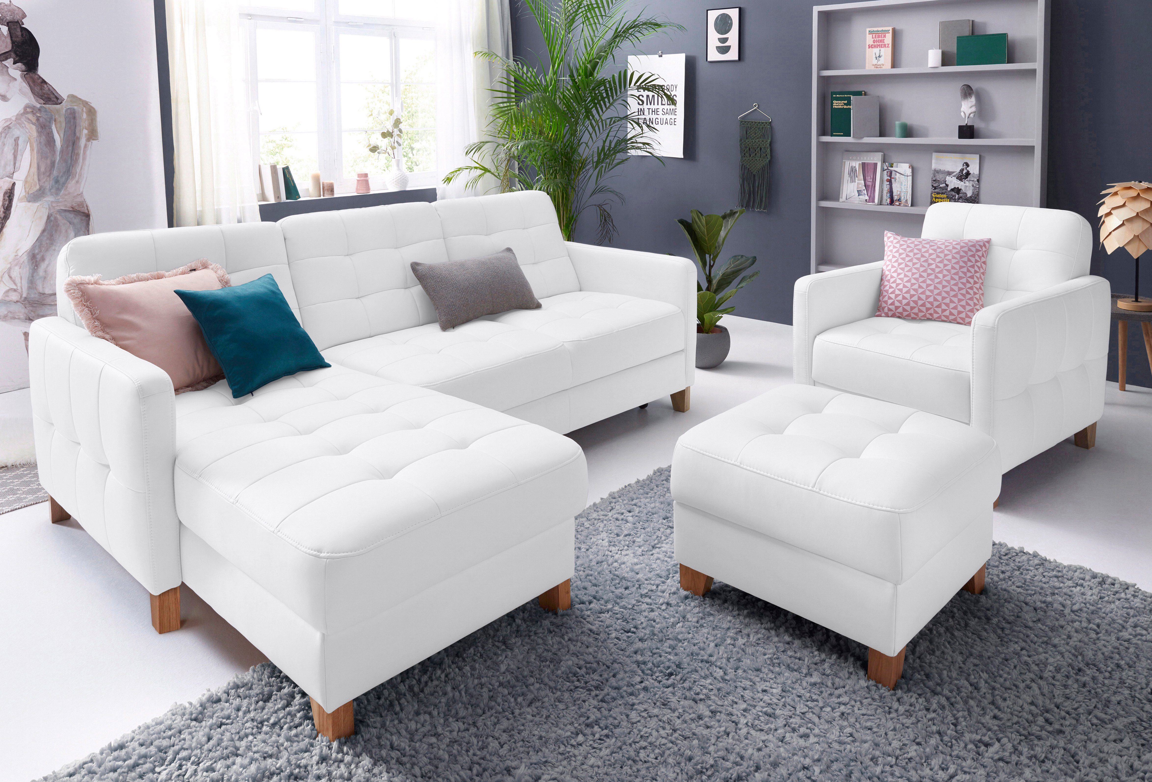 exxpo - sofa fashion Ecksofa Elio, kompakt, bequem & zeitloses Design, Breite 217cm, L-Form, wahlweise mit Bettfunktion