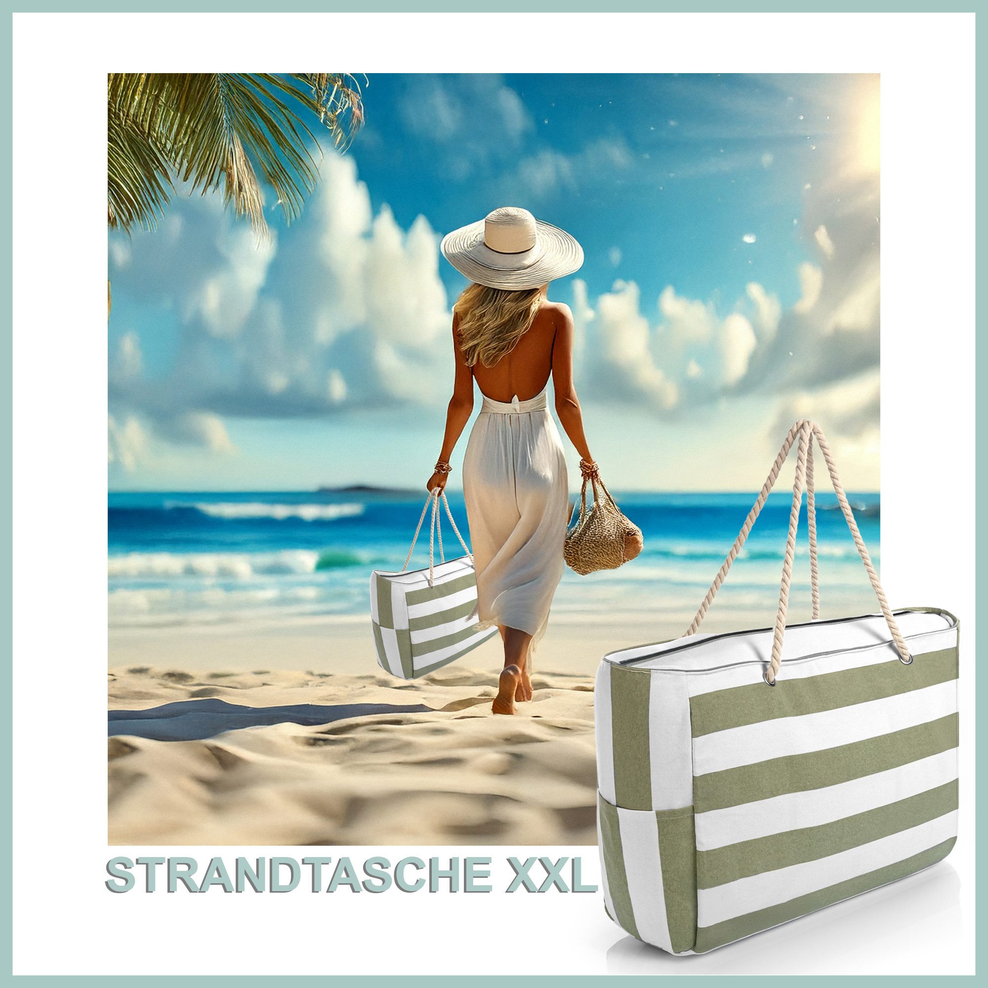 BigDean XL-Strandtasche große Badetasche mit Reißverschluss günstig online kaufen