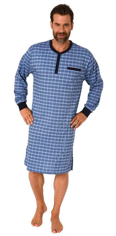 Normann Pyjama Herren Nachthemd mit Bündchen in Karo Optik - auch in Übergrößen