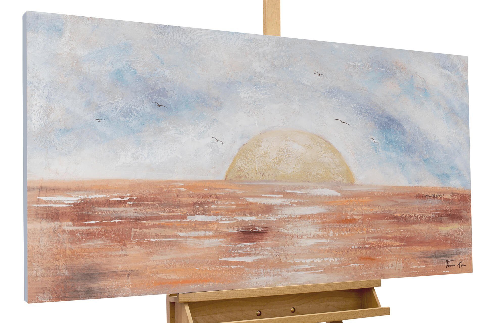 Gemälde Wandbild Sunrise cm, of New HANDGEMALT 120x60 Wohnzimmer Leinwandbild Life KUNSTLOFT 100%