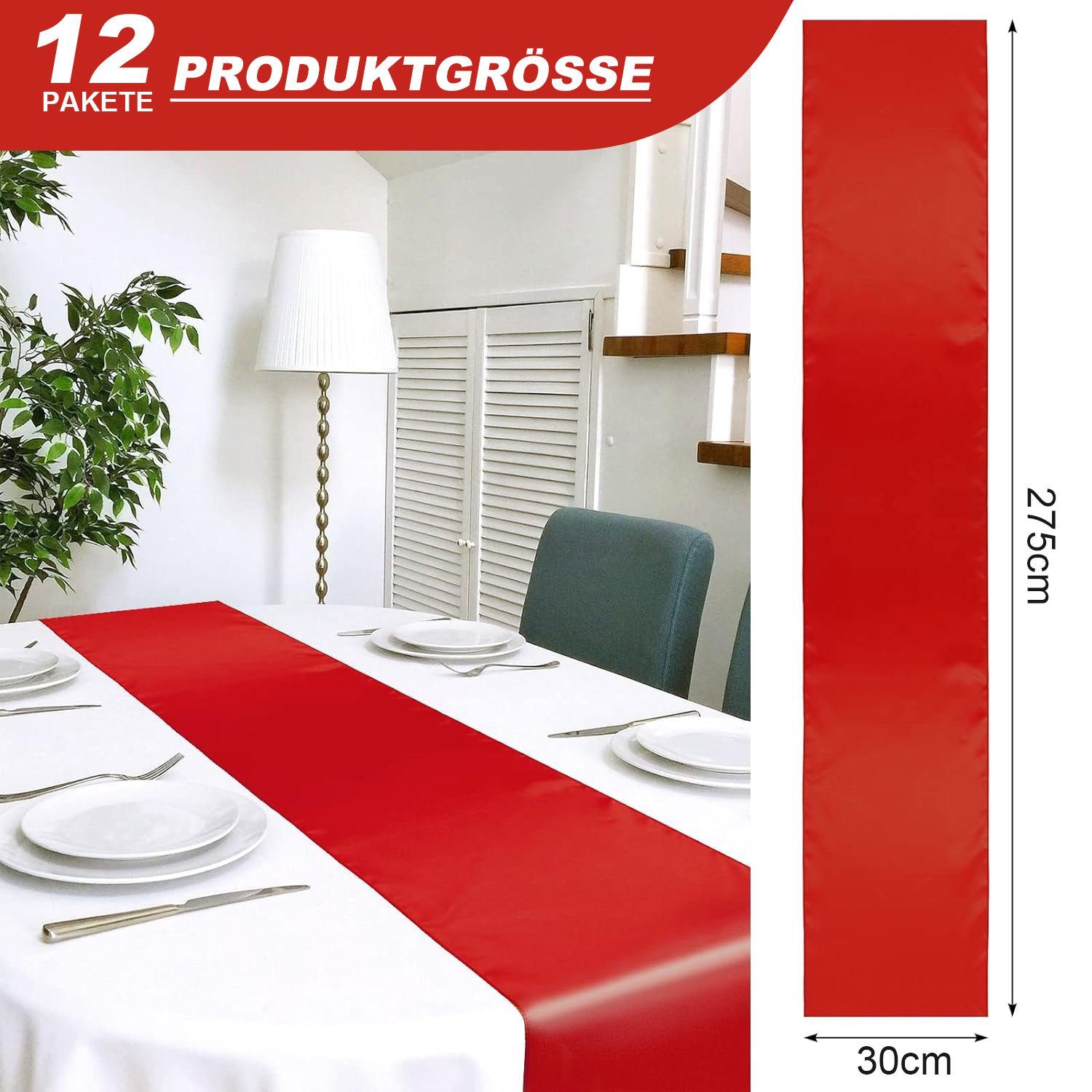 Tischläufer Rot (12-tlg) 30 aus MAGICSHE Satin 275 cm x lang
