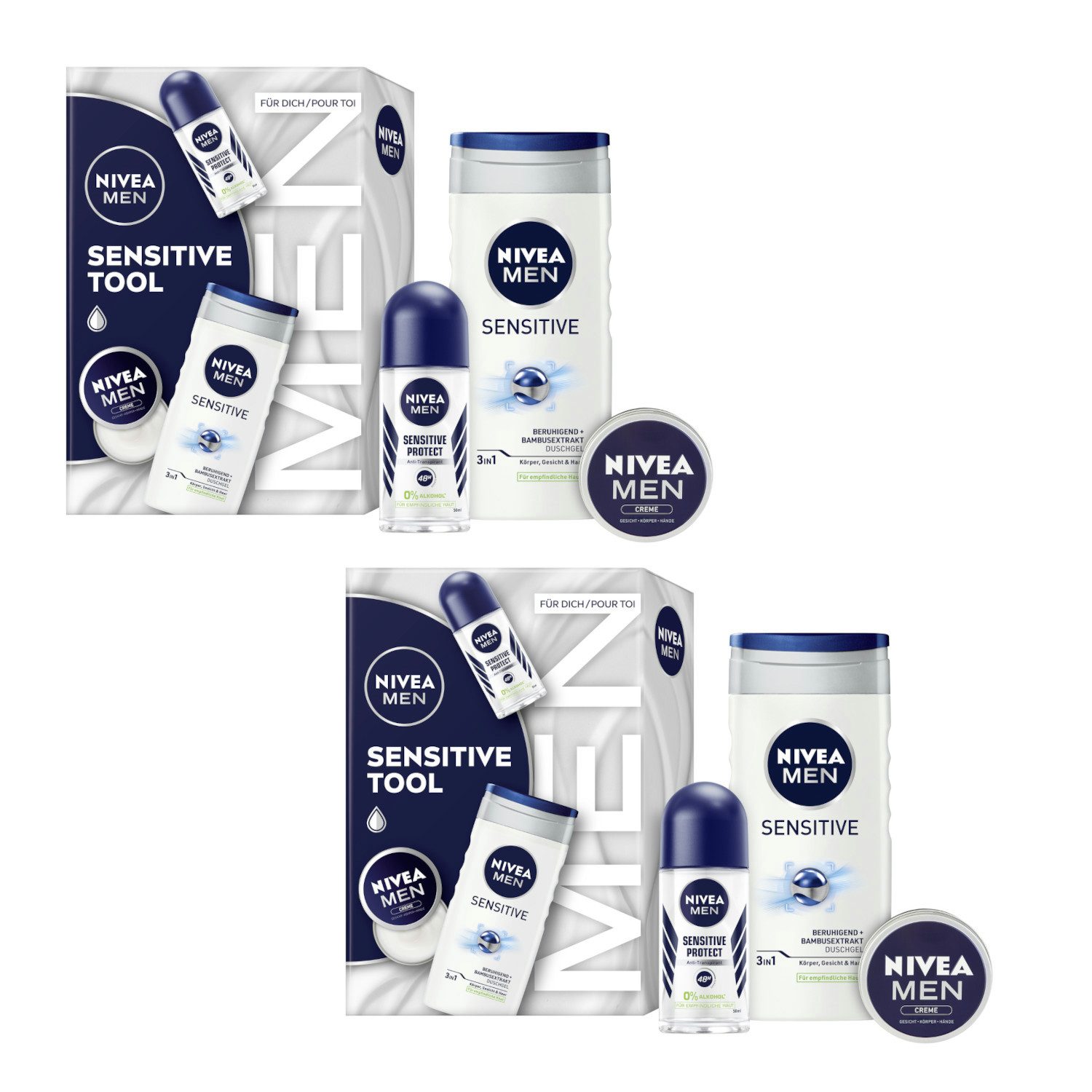 Feuchtigkeitspflege-Set 2 x Geschenkset, Sensitive Pflegedusche + Roll-On