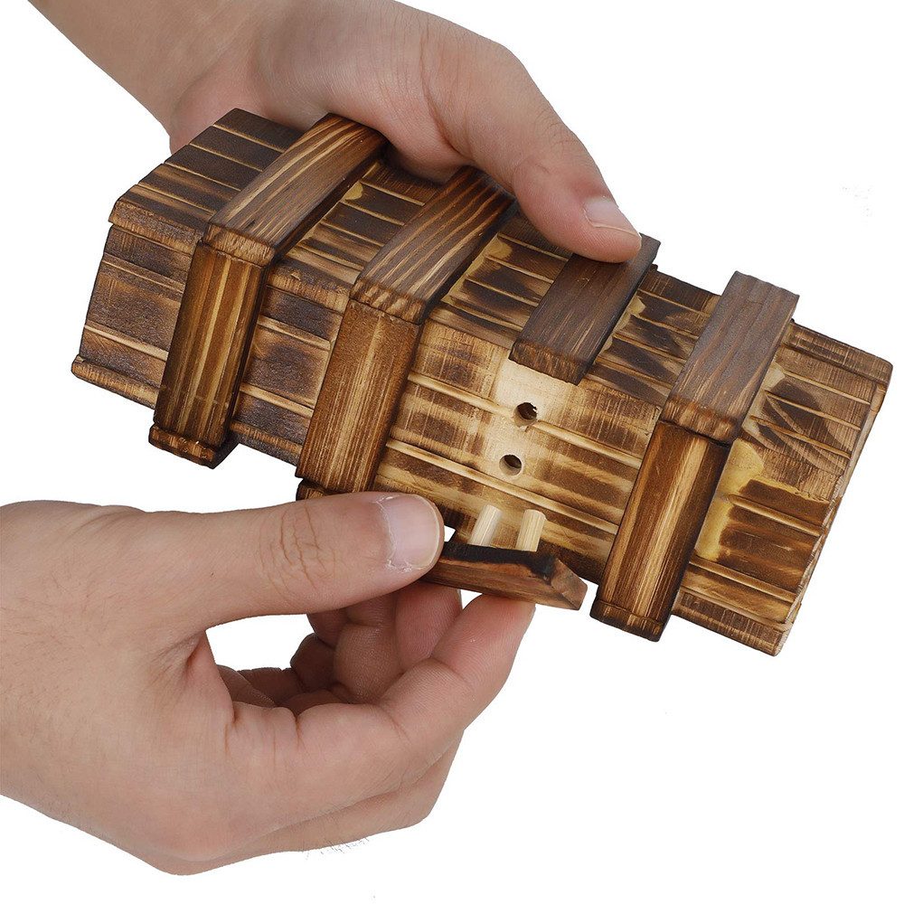 CLTYQ Geschenkbox Holz Geschenkbox – Magische Rätselbox mit 2 sicheren Fächern, Puzzle Box für Geschenke,Schmuck und Geld,Perfekt für Hochzeit