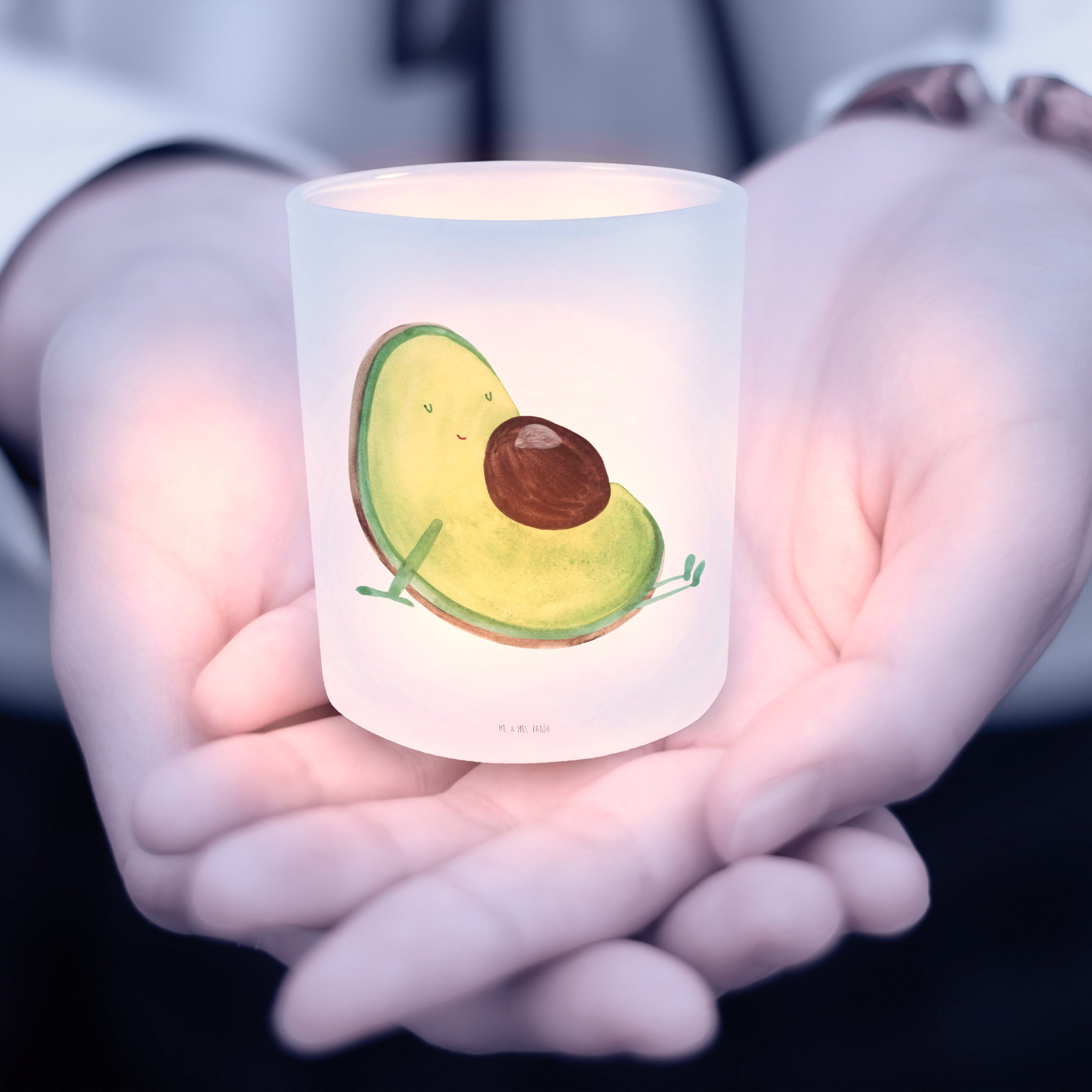 Mr. & Mrs. Panda Windlicht (1 Geschenk, Schwangerscha Transparent - Avocado St) - schwanger Teelichter