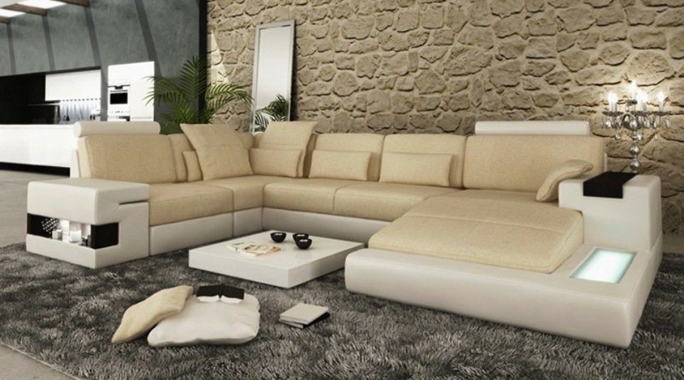 JVmoebel Ecksofa, Ecksofa Sofa Couch Polster U Form Wohnlandschaft Ledersofa Designer