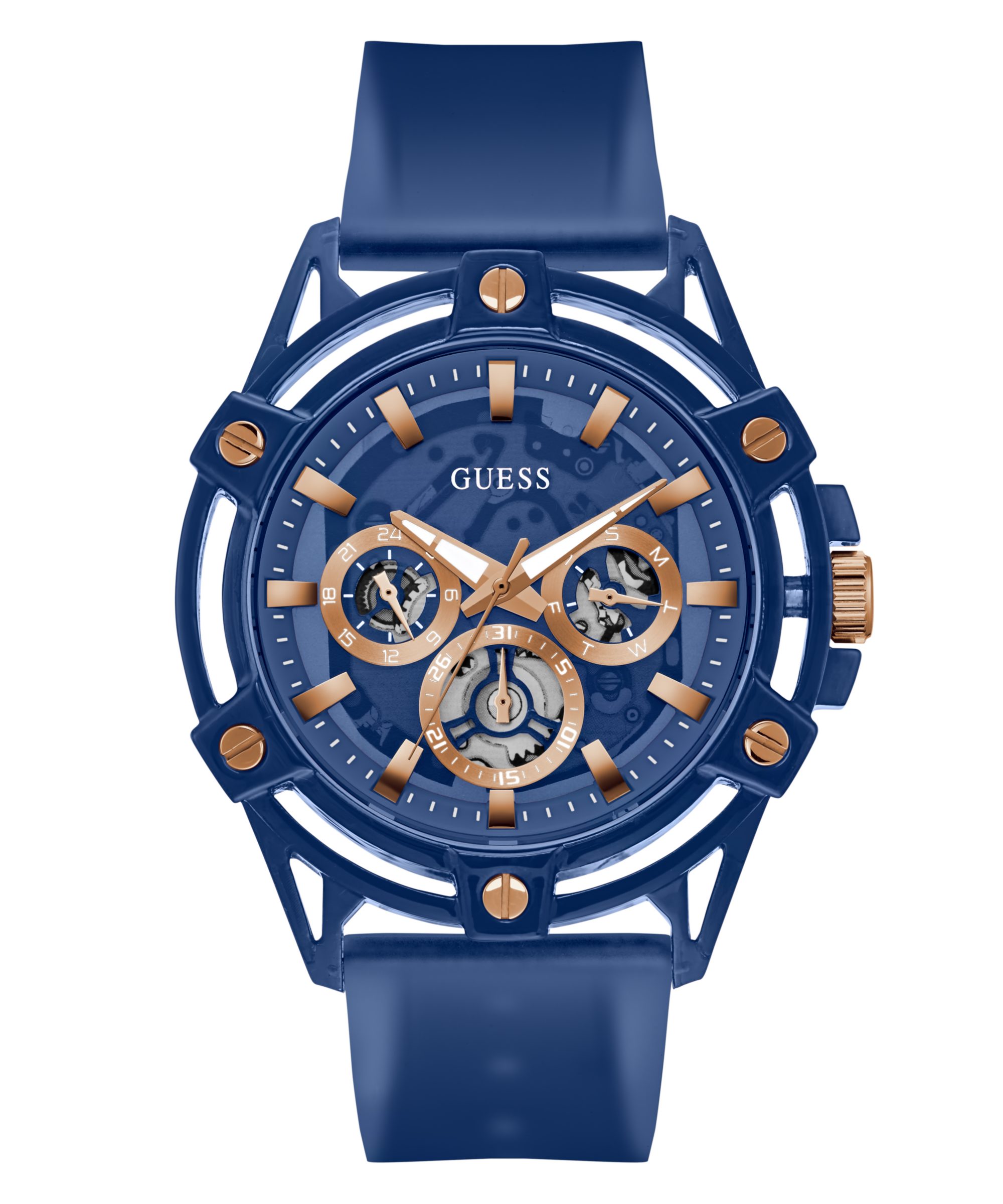Guess Multifunktionsuhr KING GW1142G3, Quarzuhr, Armbanduhr, Herrenuhr, Silikonarmband, analog, Tag