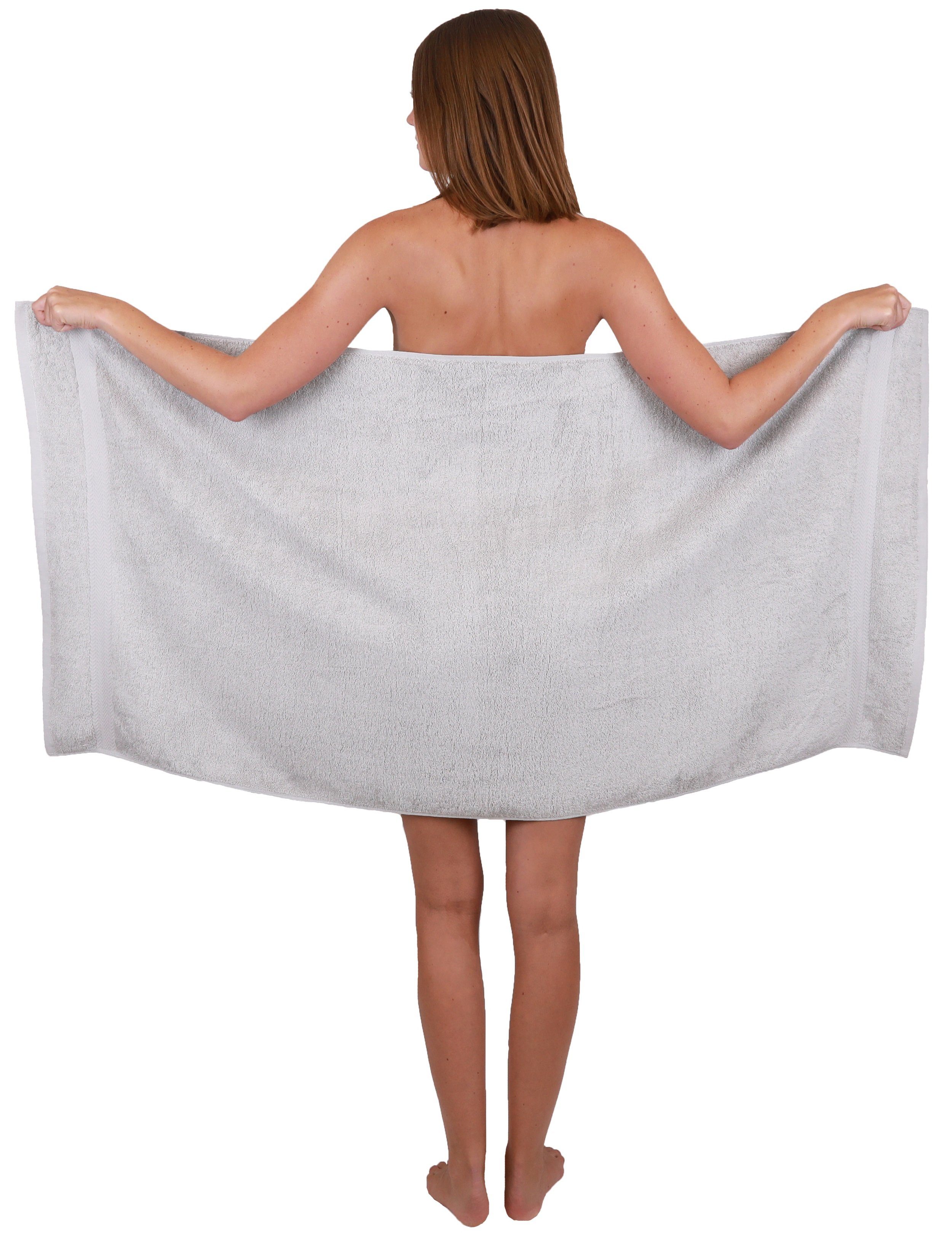 Farbe und weiß, Baumwolle Baumwolle Set Premium Betz 100% 100% Handtücher Silbergrau Duschtücher 2 6-TLG. Handtuch-Set Handtuch 4