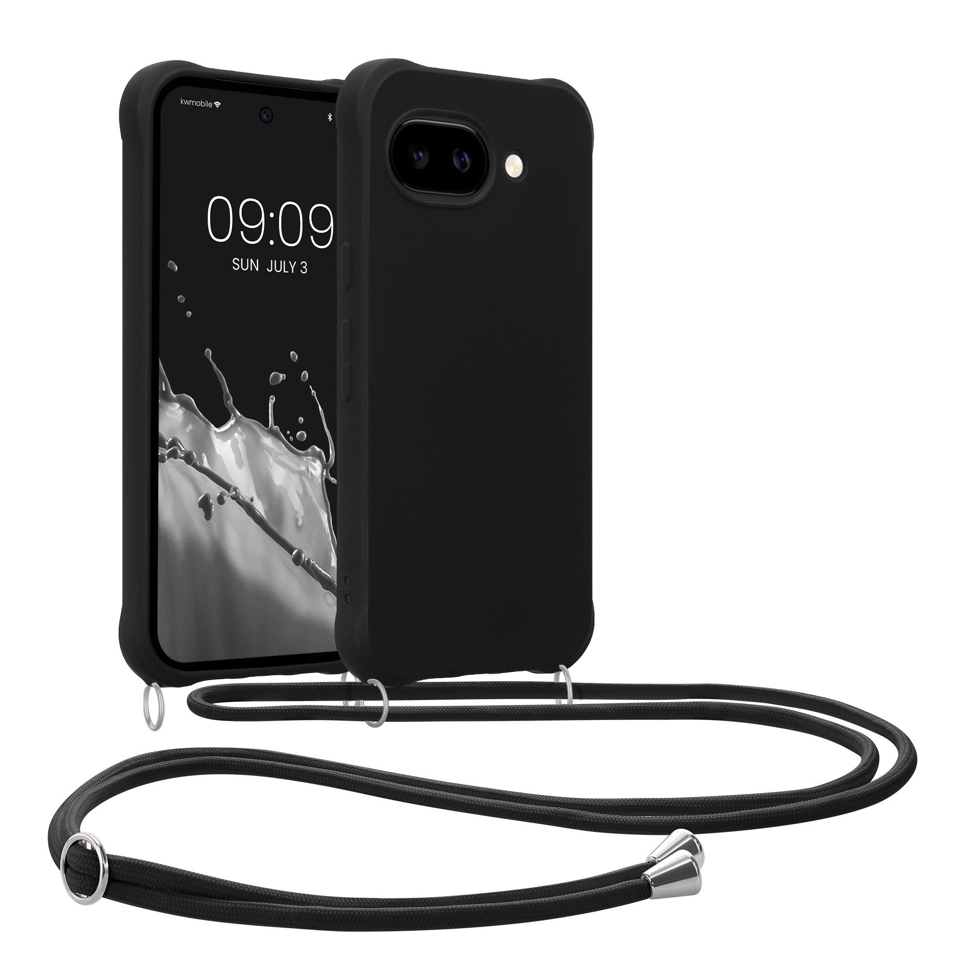 kwmobile Smartphone-Hülle Hülle für Google Pixel 10a, mit Metall Kette zum Umhängen - Silikon Handy Cover Case Schutzhülle