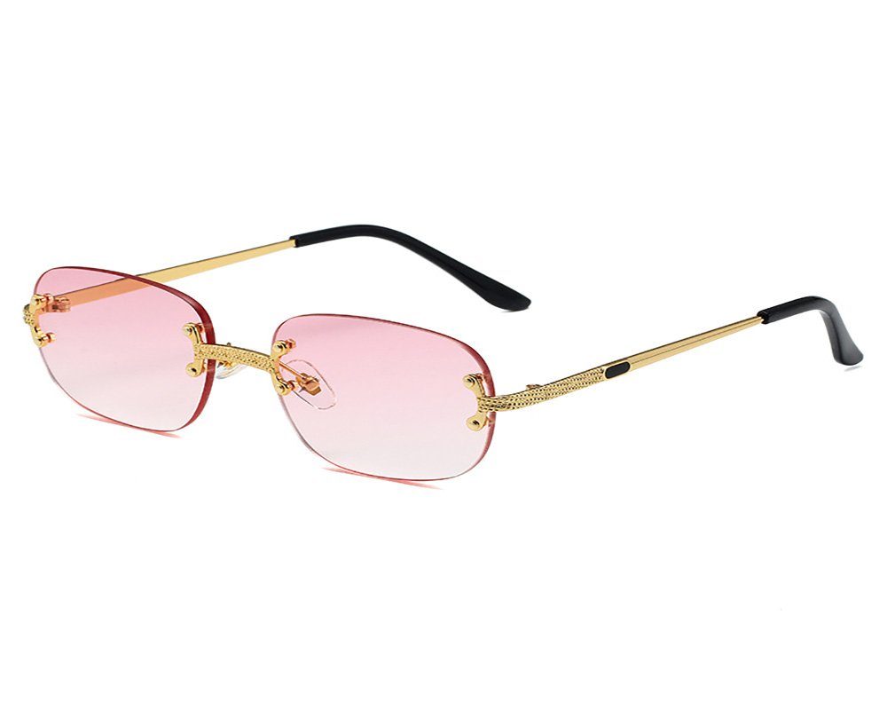 Deliana.makeup Sonnenbrille Retro-Sonnenbrille, Cool Polarised, randlose Slice-Sonnenbrille Geeignet für Wandern, Autofahren, Angeln, Einkaufen und andere rosa