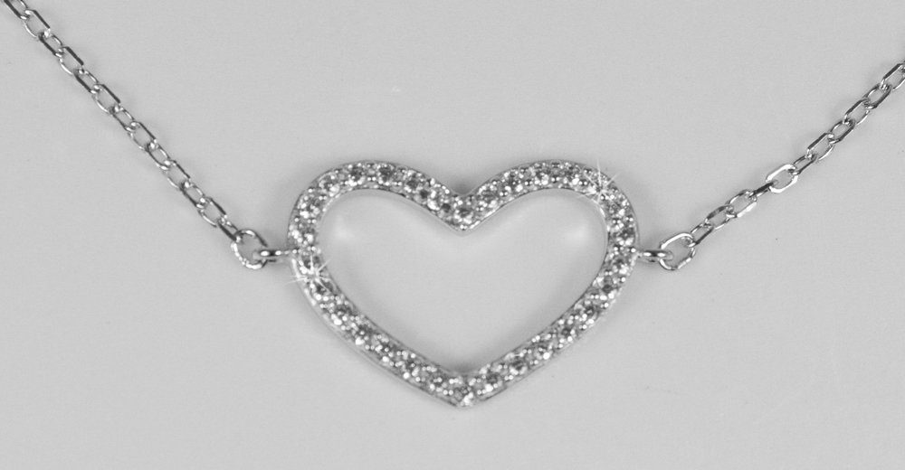 LUISIA® Armband Filigranes Damen Armband mit Strass Herz - 925 Silber mit Zirkonia (1-tlg., inkl. Schmuckbox)