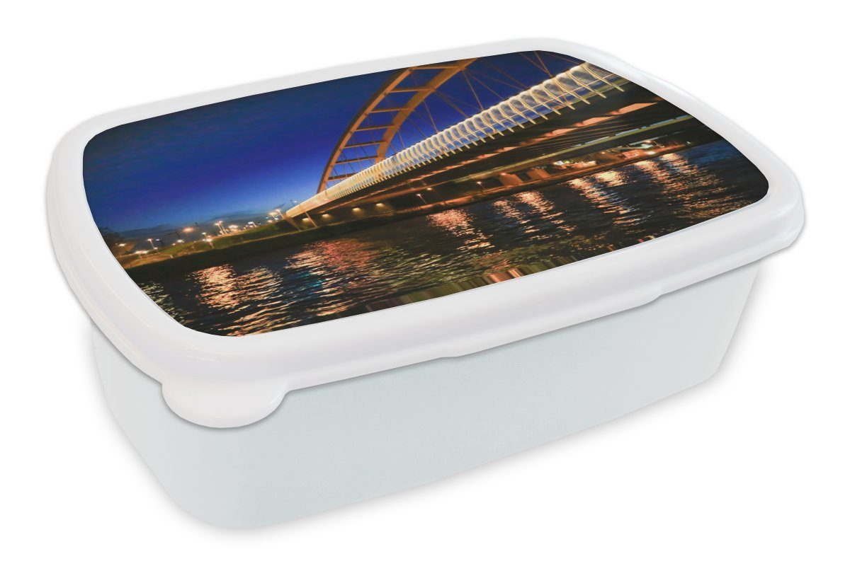 MuchoWow Lunchbox Wasser - Utrecht - Brücke, Kunststoff, (2-tlg), Brotbox für Kinder und Erwachsene, Brotdose, für Jungs und Mädchen weiß