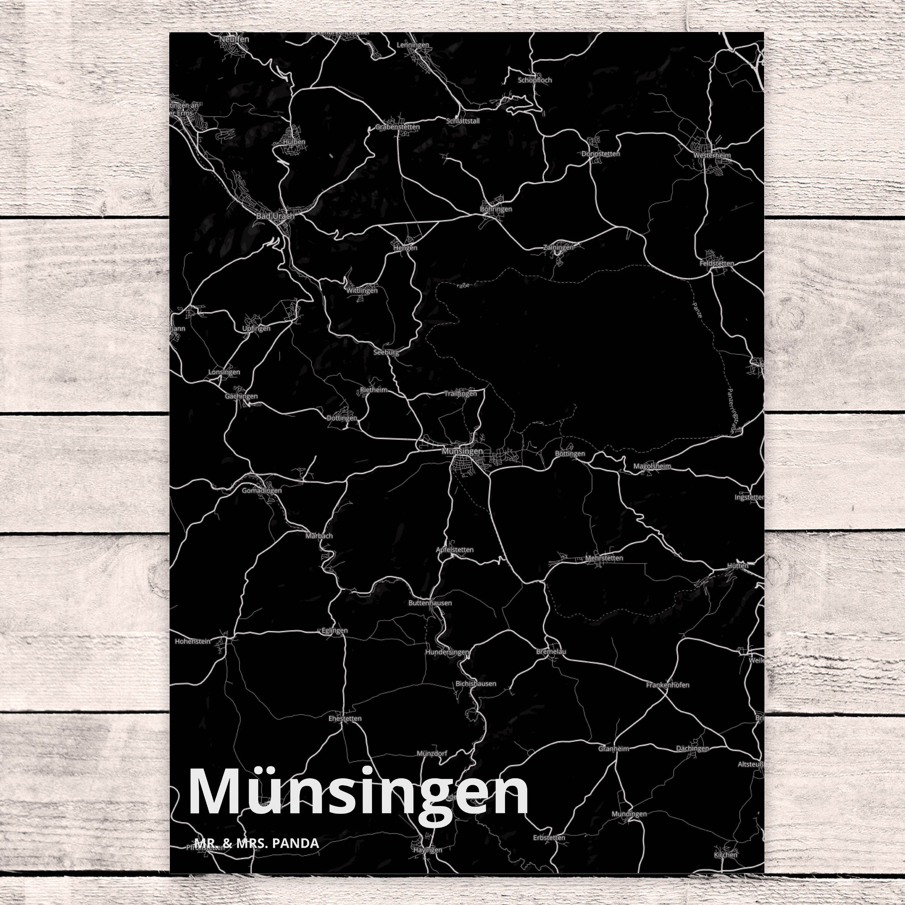 Städte, Landkarte Mr. Postkarte & Panda Geschenk, - Stadt Dankeskarte, Mrs. Karte Münsingen Dorf