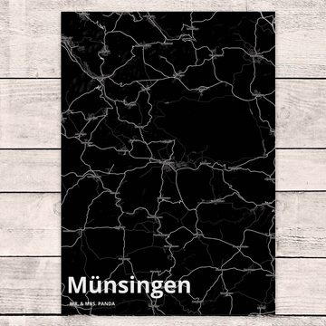 Mr. & Mrs. Panda Postkarte Münsingen - Geschenk, Dankeskarte, Städte, Stadt Dorf Karte Landkarte