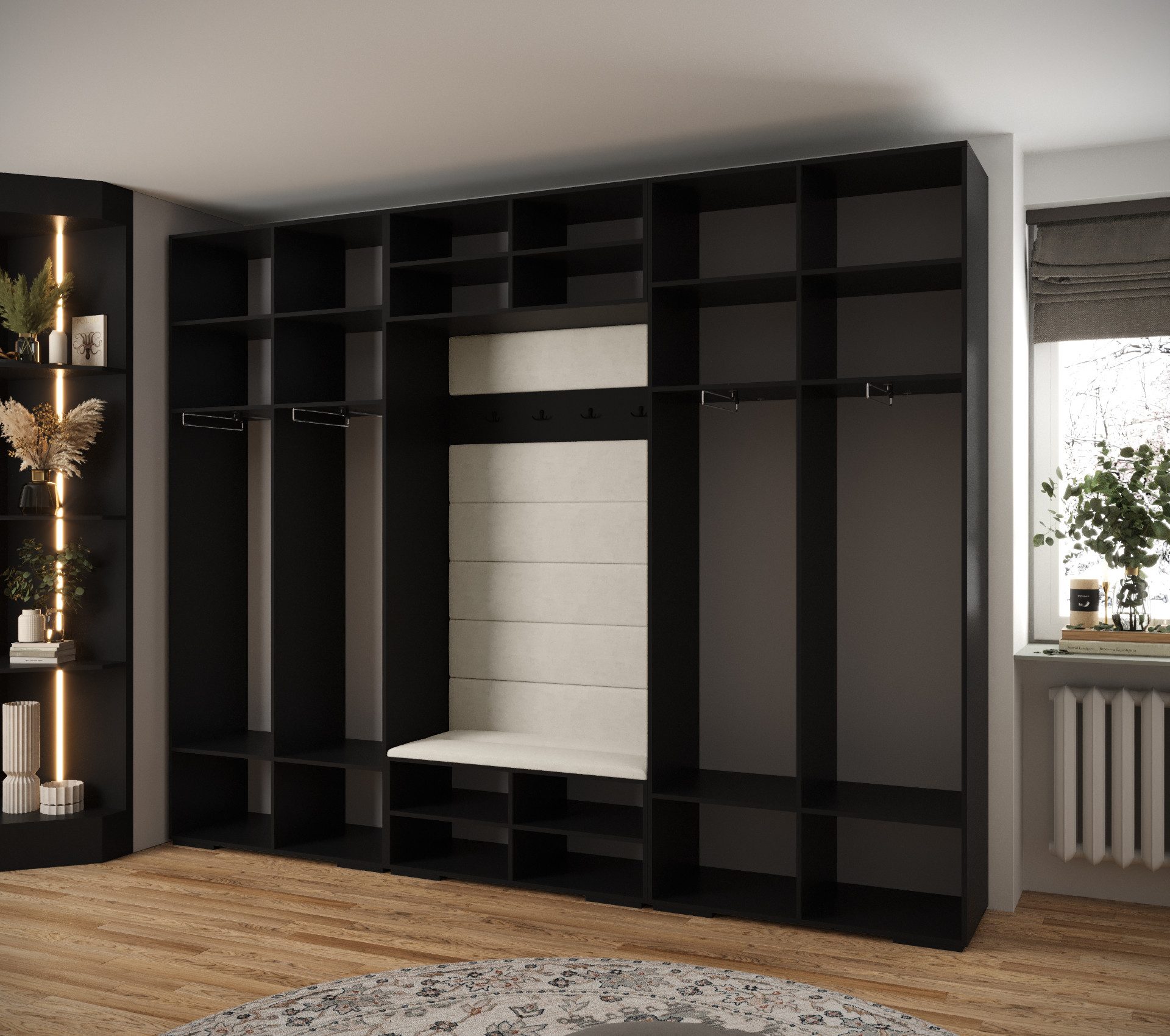 ABIKS MÖBEL Kompaktgarderobe INOVA 1 SATZ 9 Möbelset, Garderobe mit Kleiderstange und Regalen