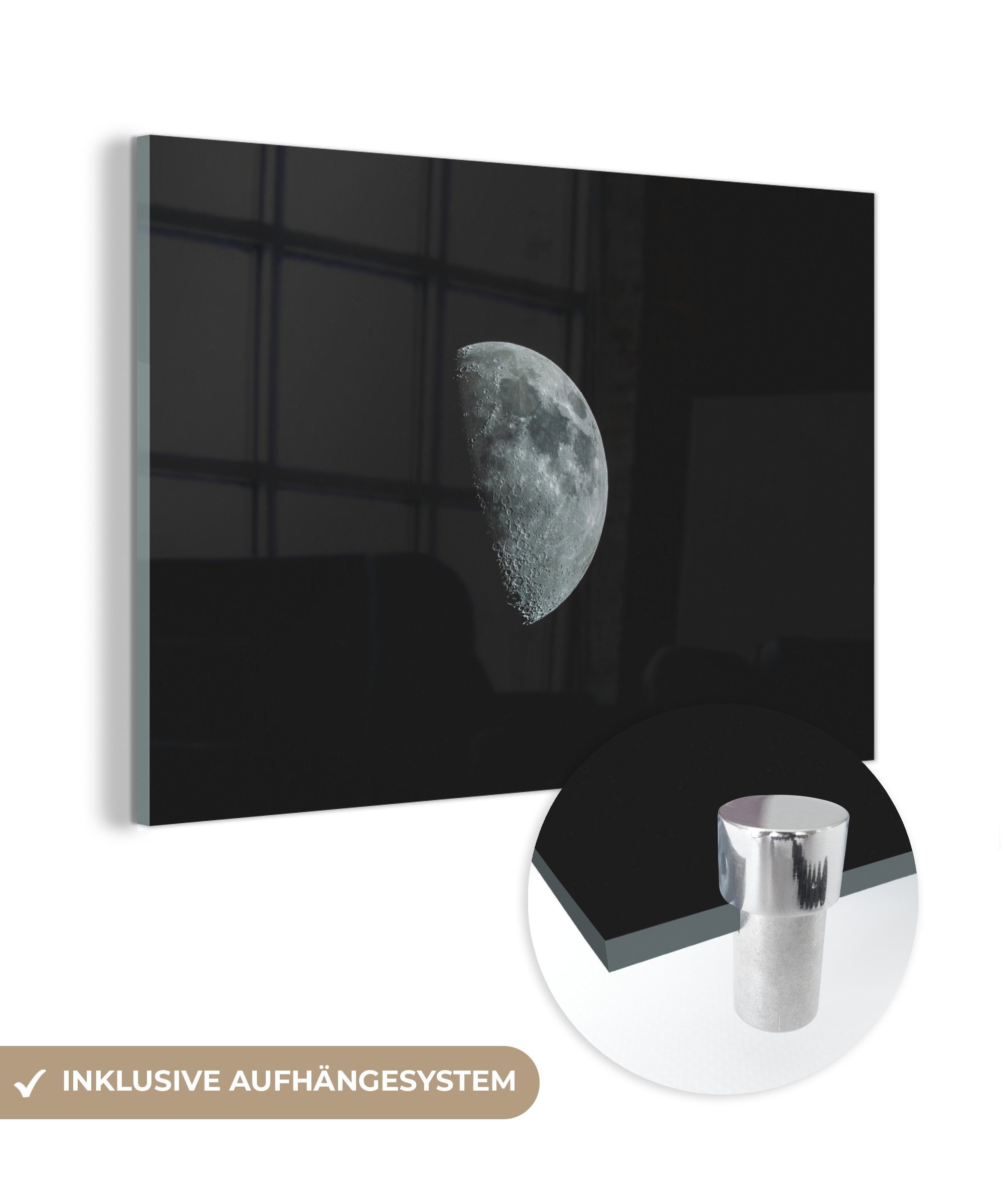 MuchoWow Acrylglasbild Nacht - Mond - Schwarz, (1 St), Acrylglasbilder Wohnzimmer & Schlafzimmer