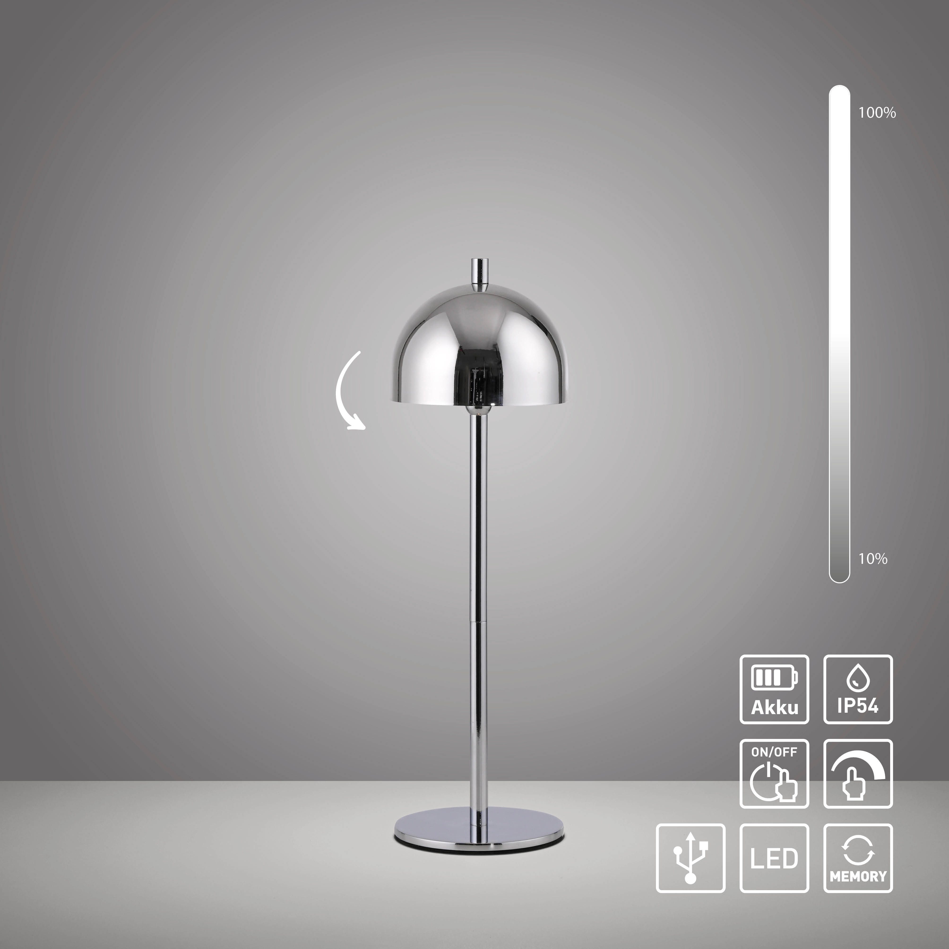 SCHÖNER WOHNEN-Kollektion LED Tischleuchte BELLIS, USB-Ladefunktion, LED fest integriert, Warmweiß, SCHÖNER WOHNEN Kollektion, Touchdimmer, Memoryfunktion, IP54 – Bild 5 von 5