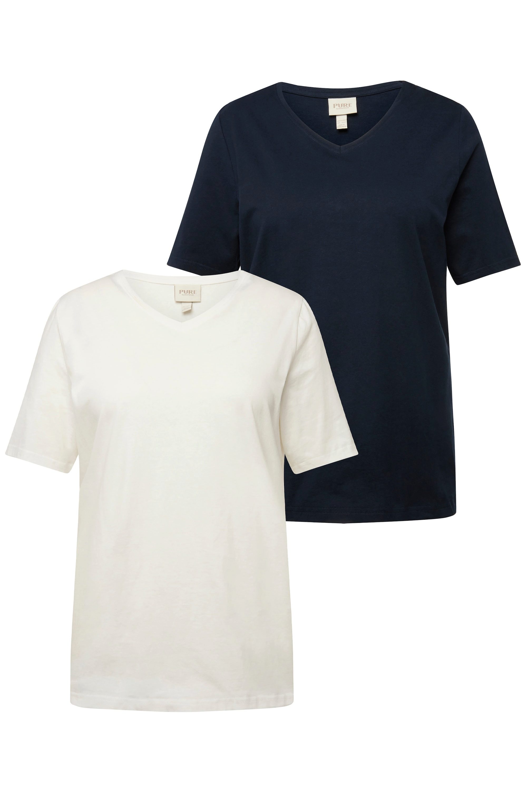 Ulla Popken T-Shirt T-Shirts 2er-Pack V-Ausschnitt günstig online kaufen