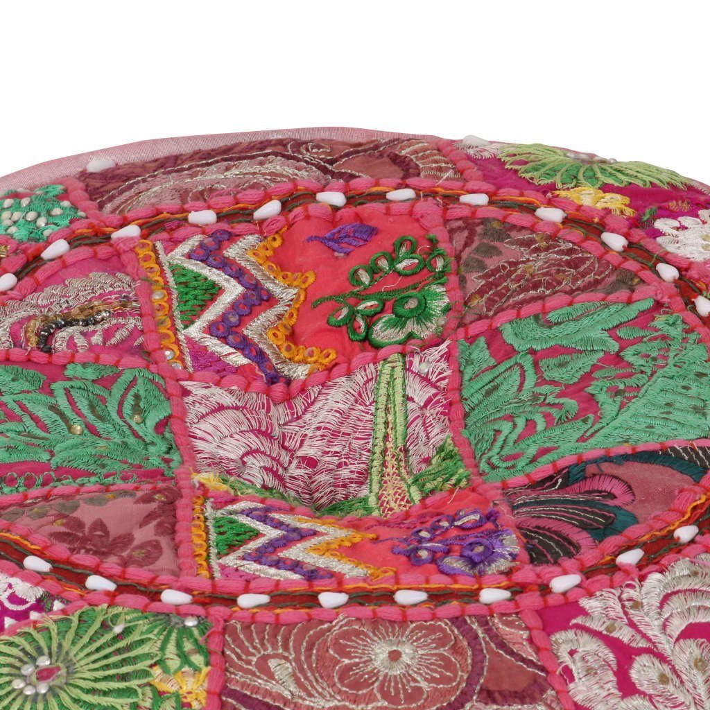 vidaXL Polsterhocker Patchwork Sitzpouf Rund Baumwolle günstig online kaufen