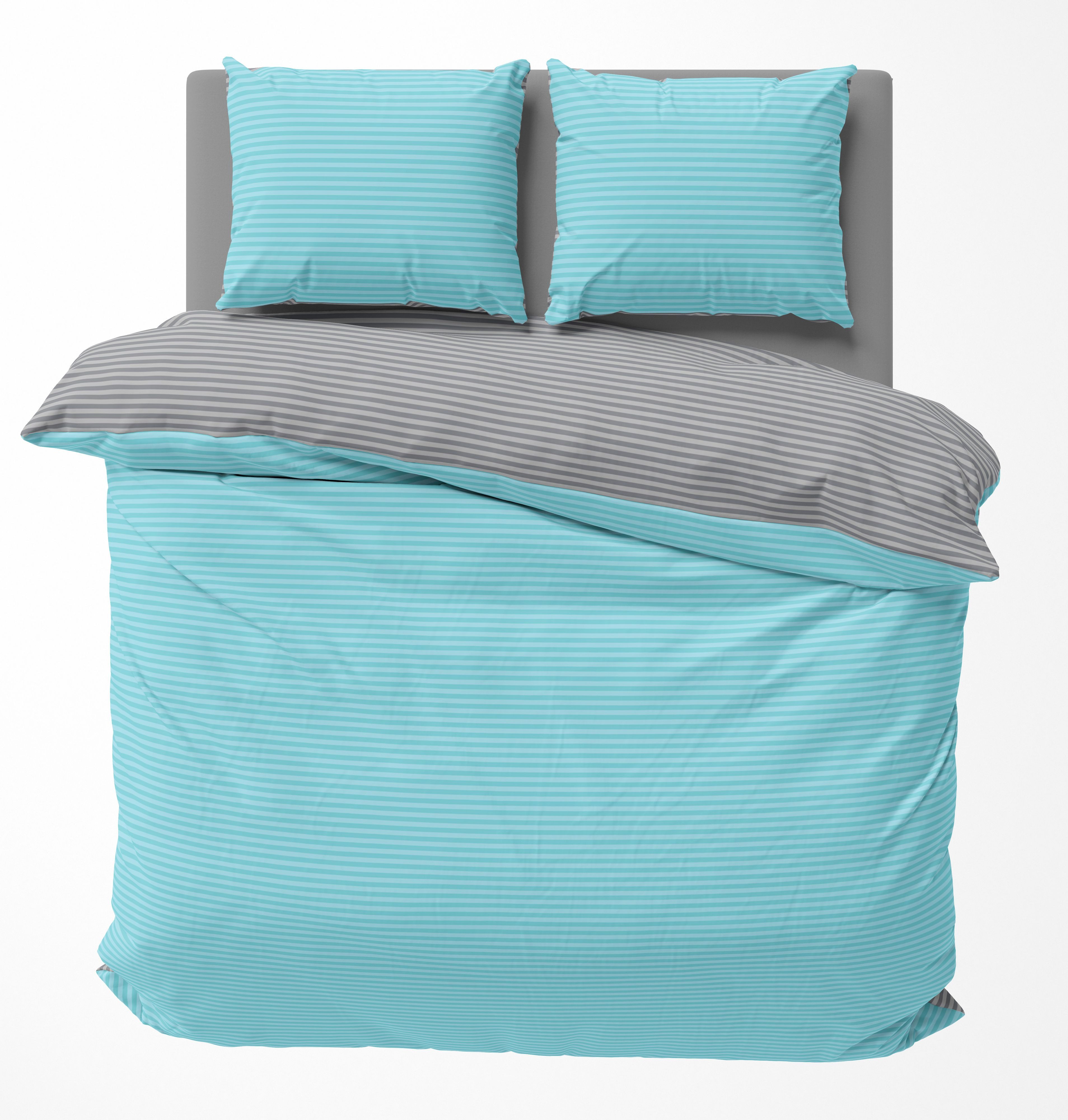 One Home Bettwäsche Wende Streifen, Renforcé, 3 teilig, gestreift und modern, Baumwolle Doppelbett