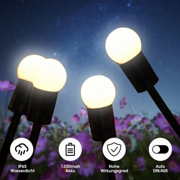 LETGOSPT LED Solarleuchte Solarlampen für außen, Glühwürmchen Solarlampe 8 LEDs Gartendeko IP65, Warmweiß, IP65 Wasserdicht Solarleuchten für Garten