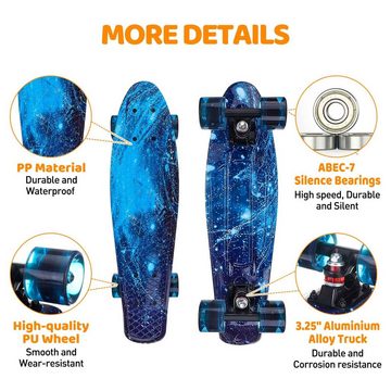 SGODDE Miniskateboard Skateboard, einzigartiger Look, dynamische Lackierung, rutschfest, hochwertig
