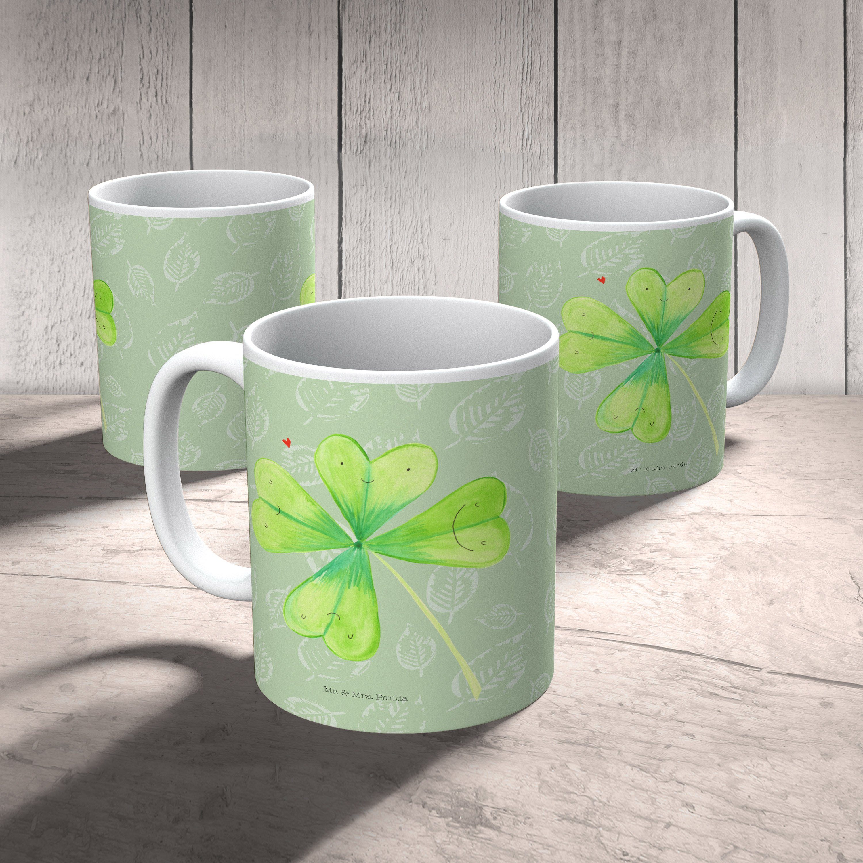 Mr. & Mrs. Keramik - Tasse Geschenk, Teetasse, Becher, Blattgrün Kleeblatt Tasse, Geschenk T, - Panda