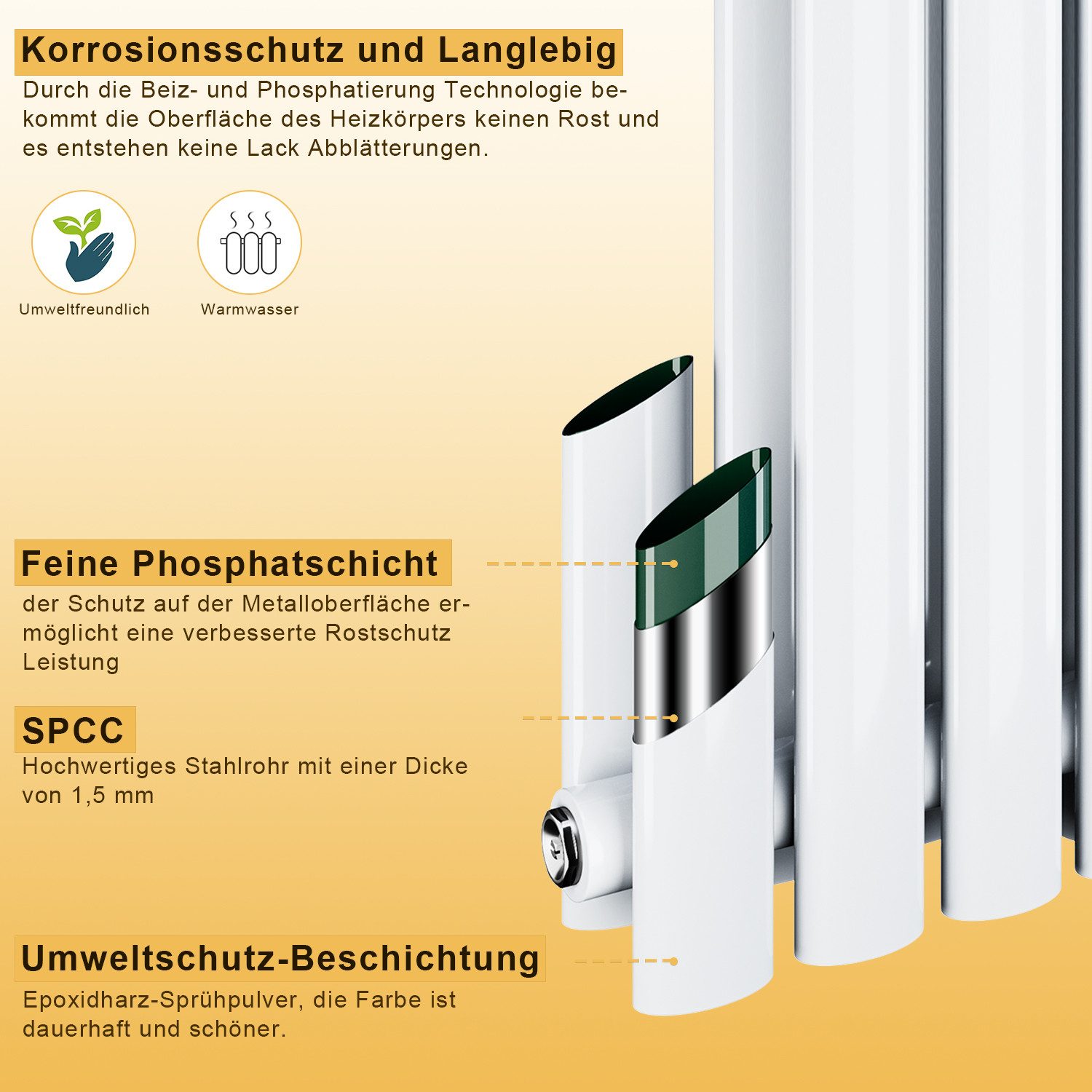 SONNI Badheizkörper Heizkörper Design Röhren Heizung modern, Weiß günstig online kaufen