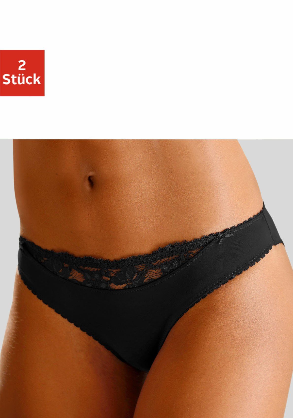 Nuance by Lascana Slip mit Spitzeneinsatz vorne (Packung, 2 Stück) als Dessous-Set kombinierbar, Dessous