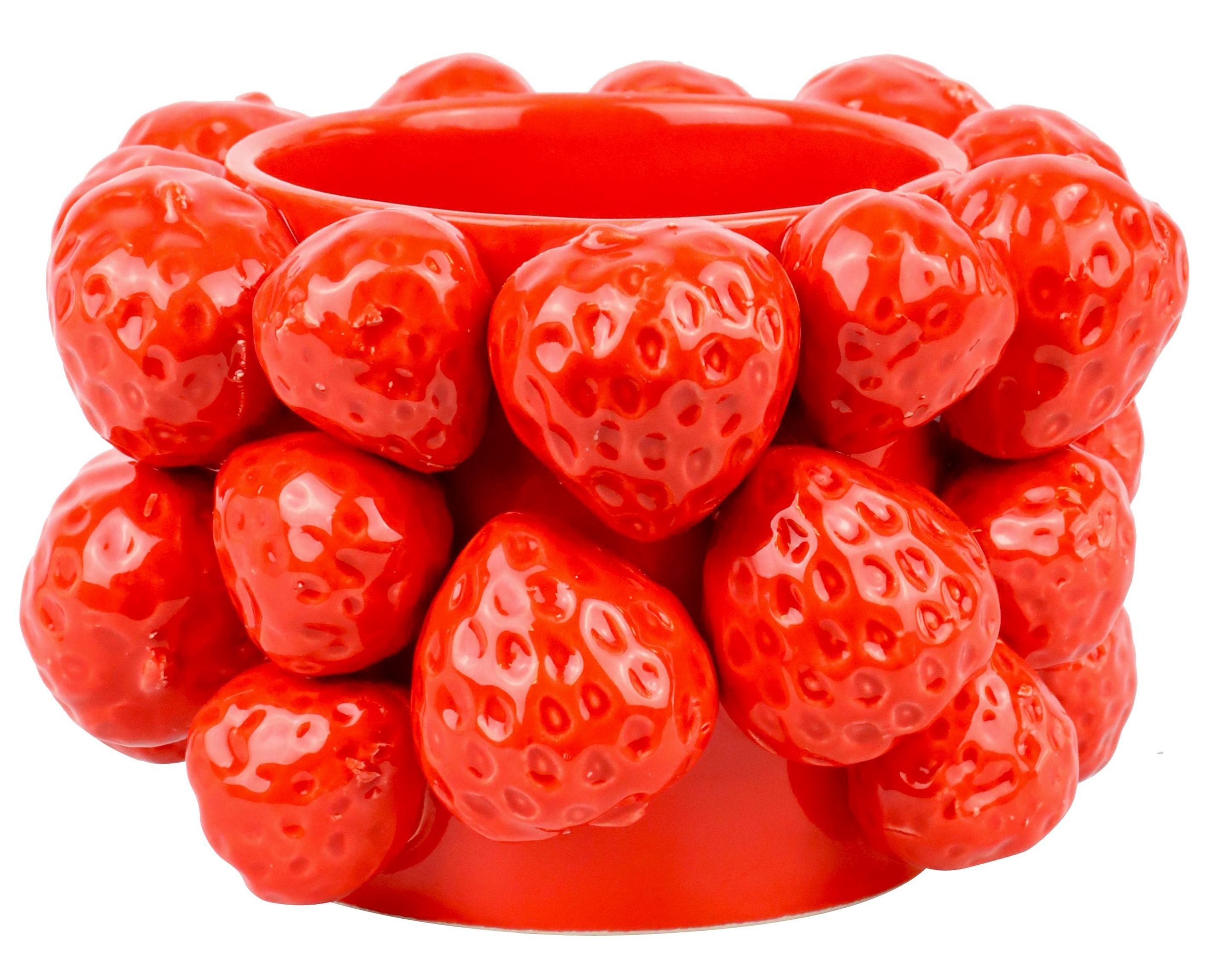 FURNARO Übertopf, mit Erdbeer-Design aus Keramik in Rot ca. H16cm